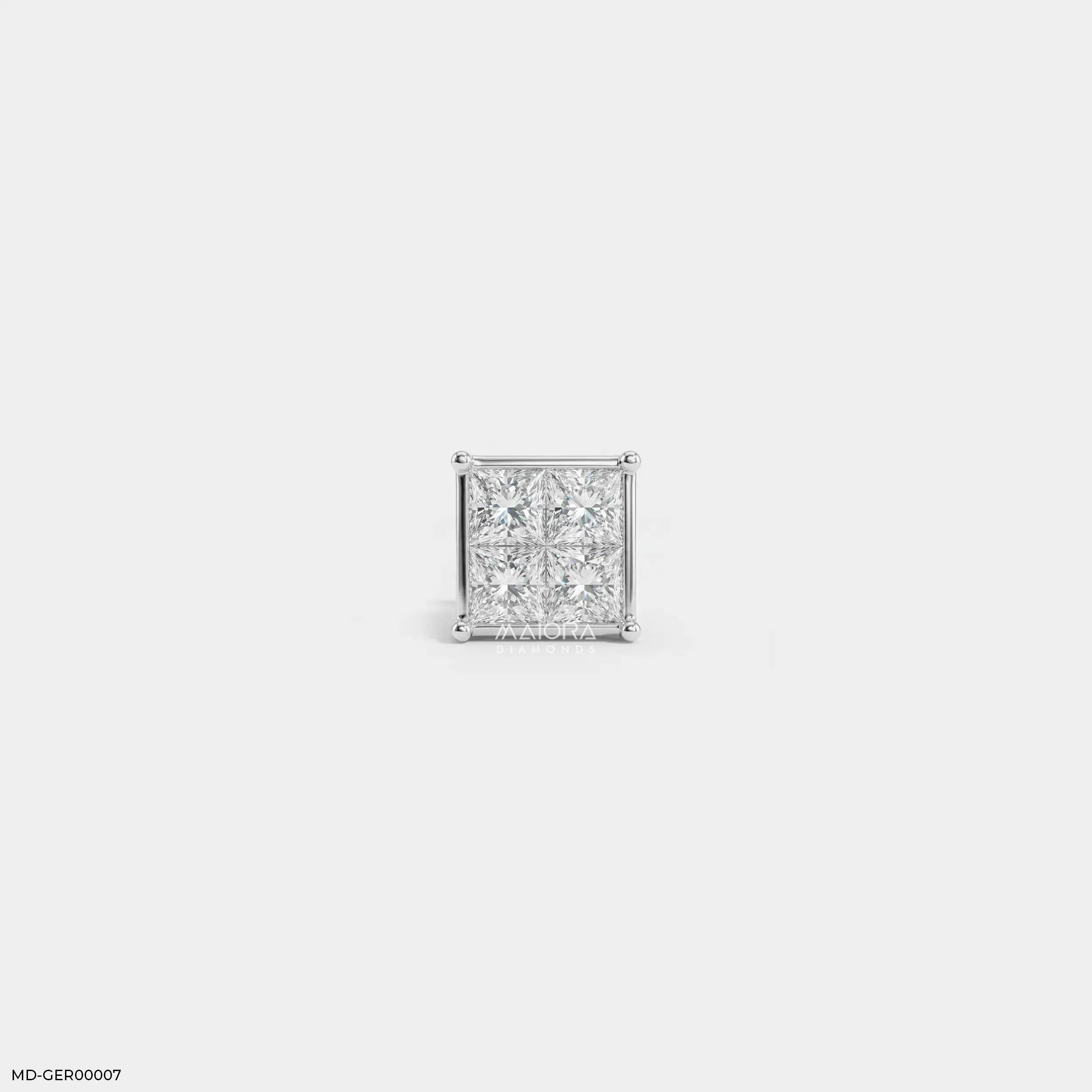 Quadra Princess Diamond Mens Stud Earring 9K Yellow Gold