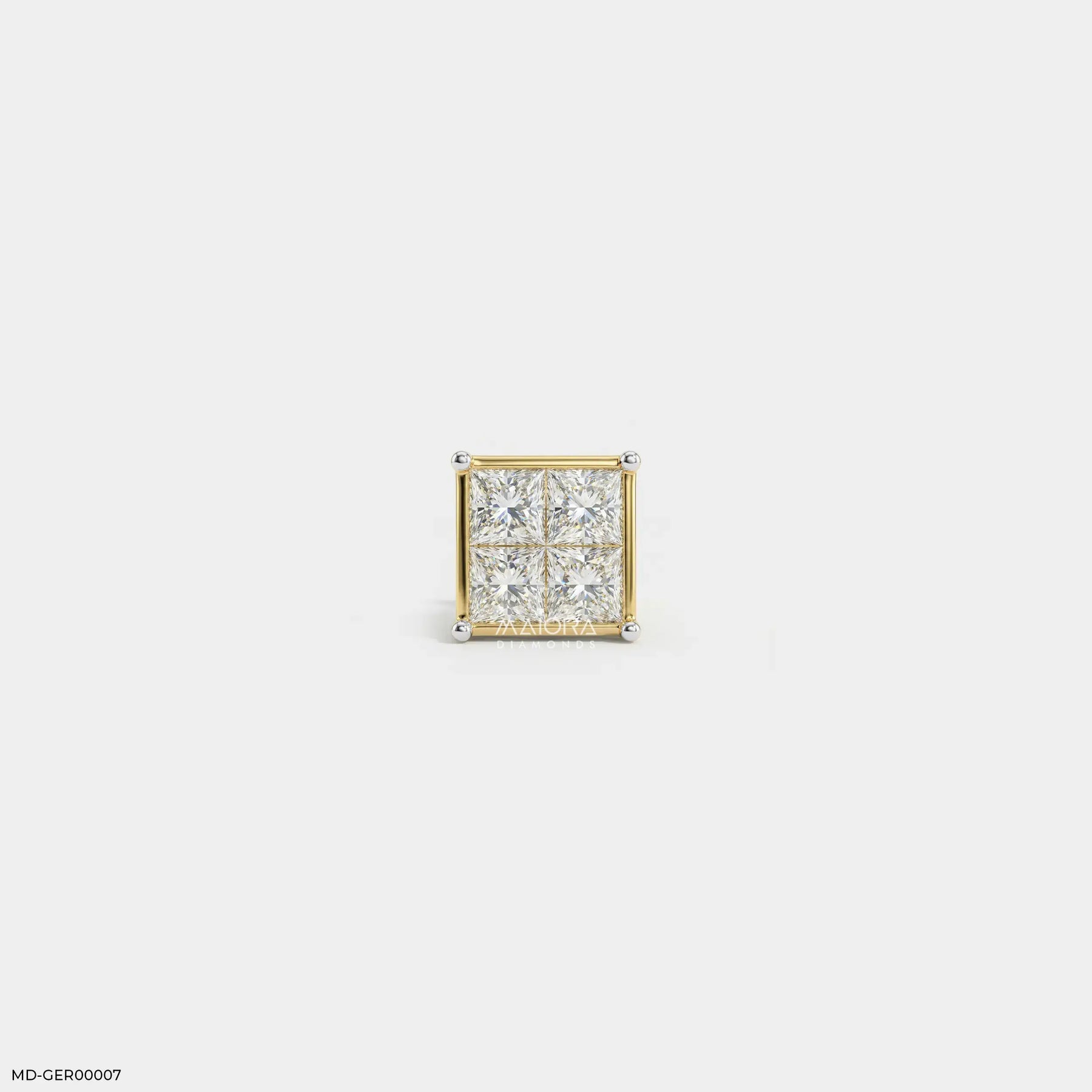 Quadra Princess Diamond Mens Stud Earring Platinum 950