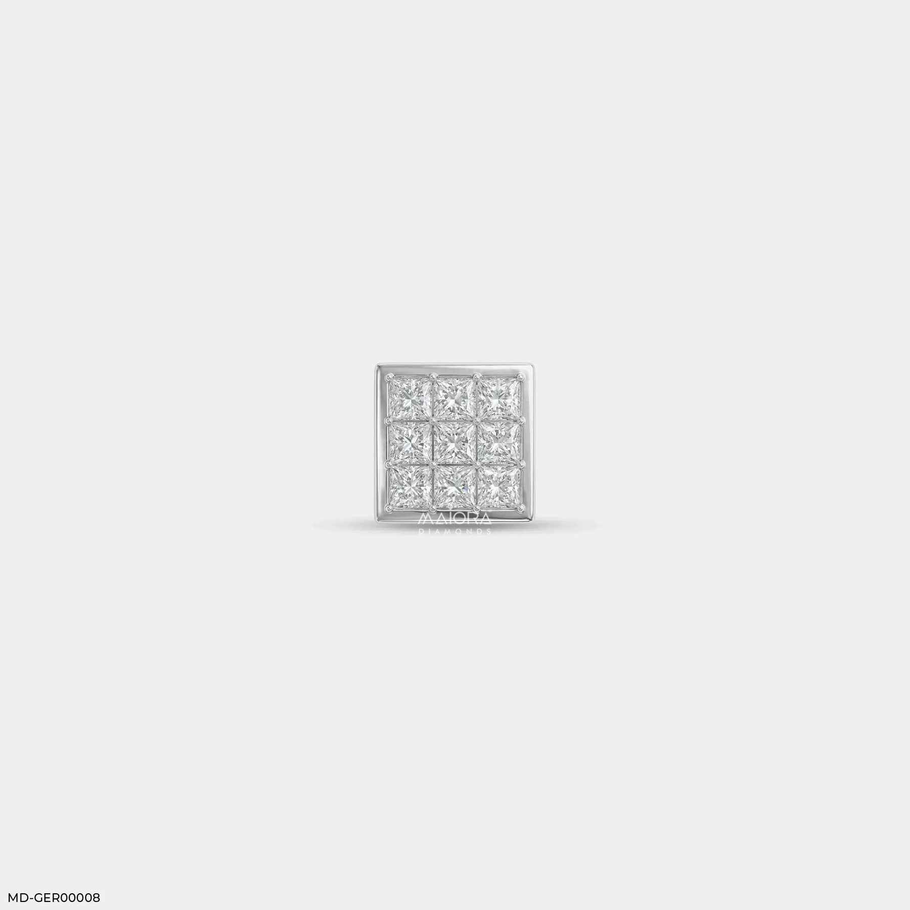 Isometric Brilliance Diamond Mens Stud Earring Platinum 950