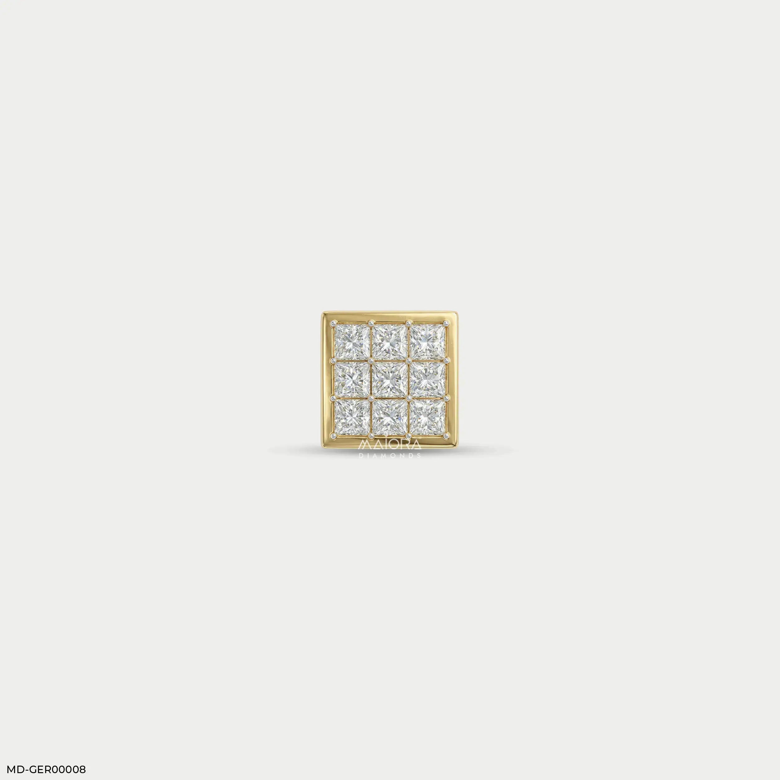 Isometric Brilliance Diamond Mens Stud Earring 9K Yellow Gold