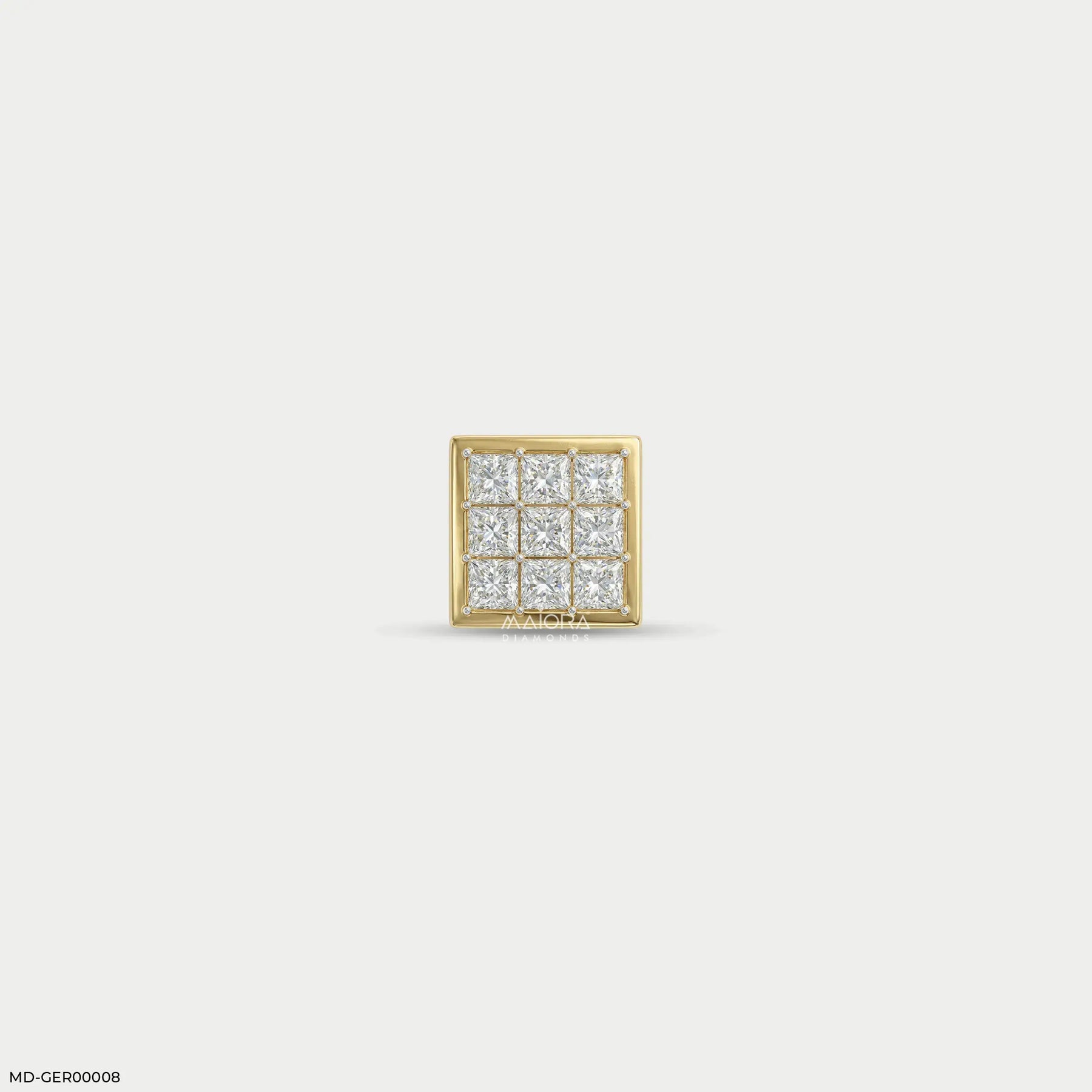 Isometric Brilliance Diamond Mens Stud Earring Platinum 950