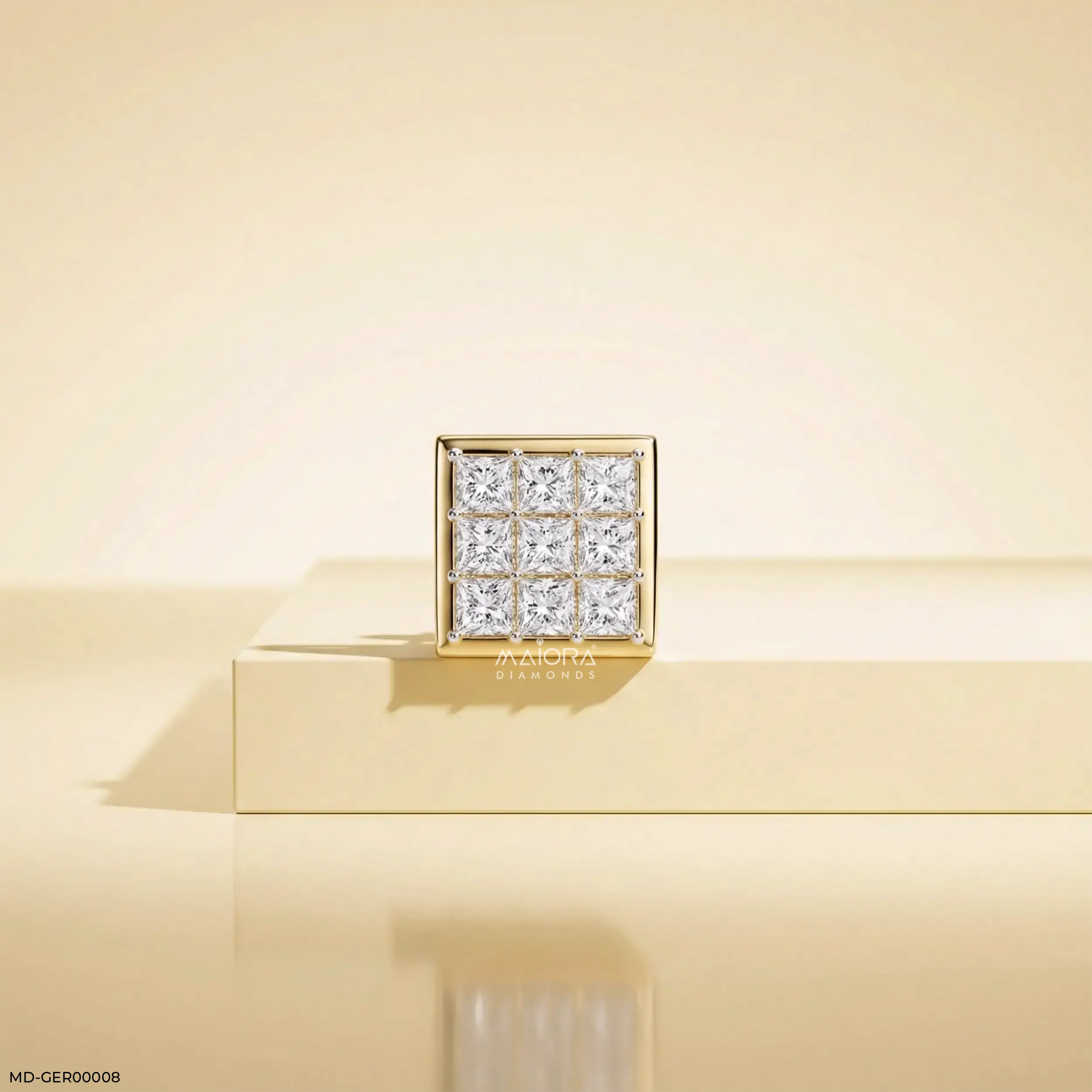 Isometric Brilliance Diamond Mens Stud Earring 9K Yellow Gold