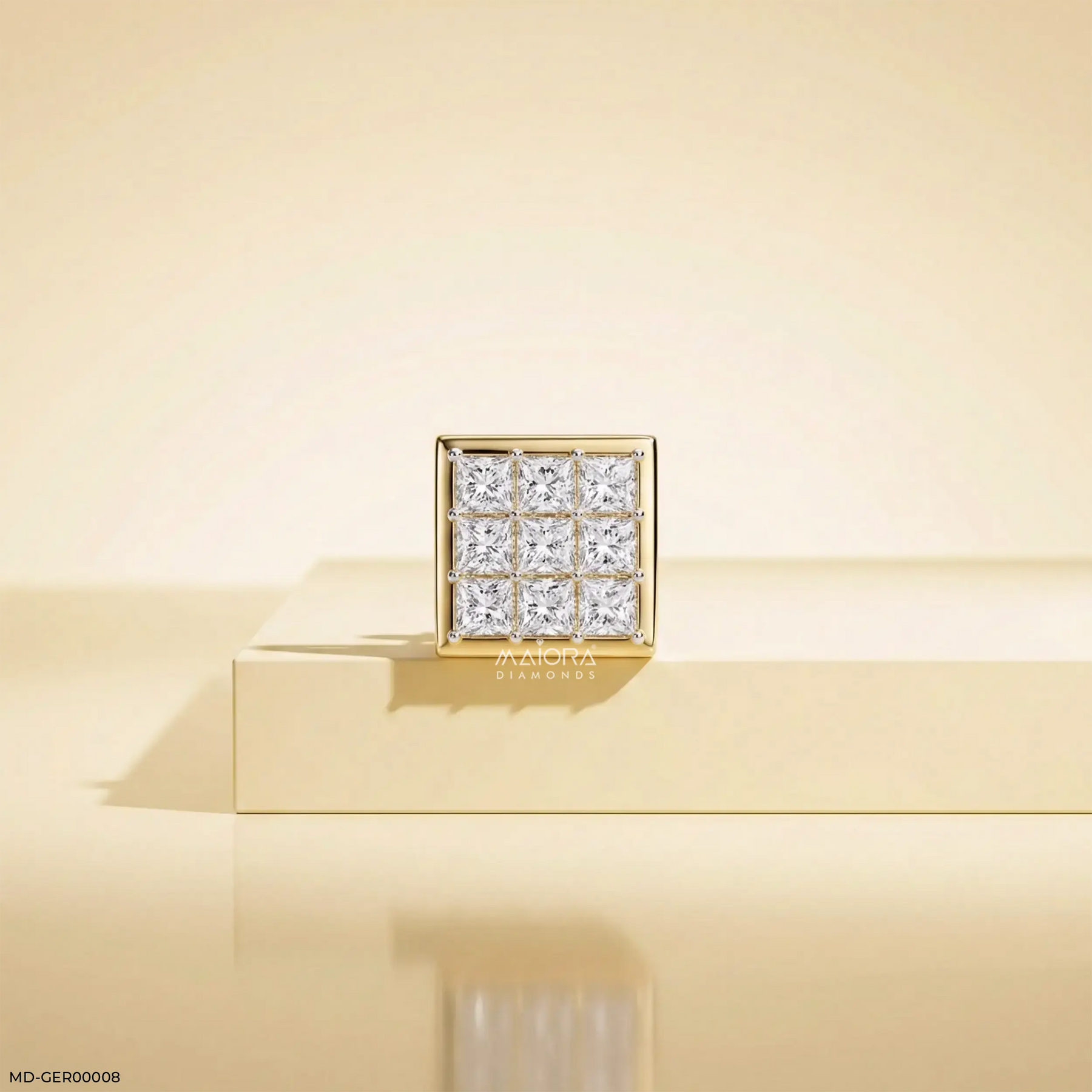 Isometric Brilliance Diamond Mens Stud Earring Platinum 950
