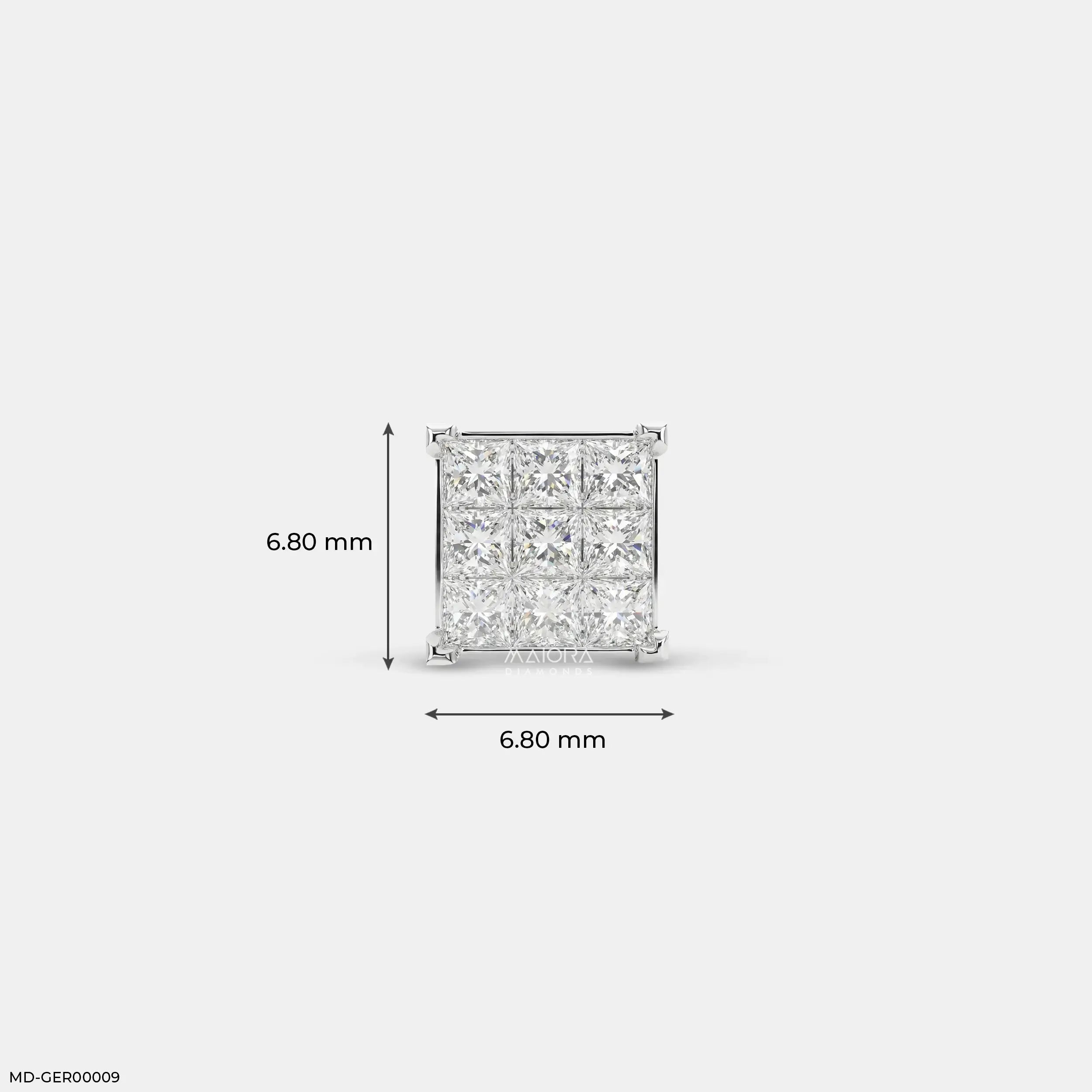 Sparkling Cluster Diamond Mens Stud Earring Platinum 950