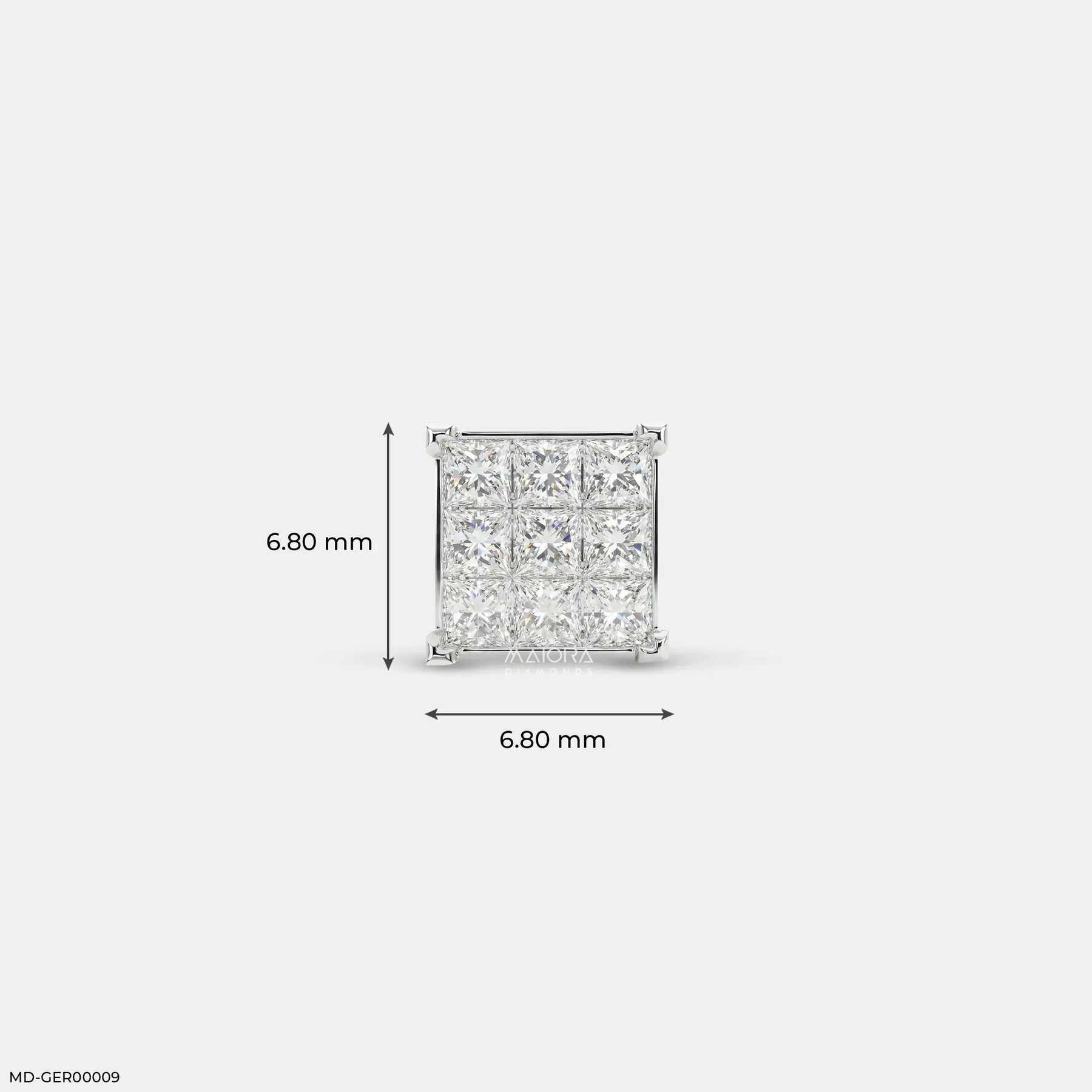 Sparkling Cluster Diamond Mens Stud Earring 9K Yellow Gold