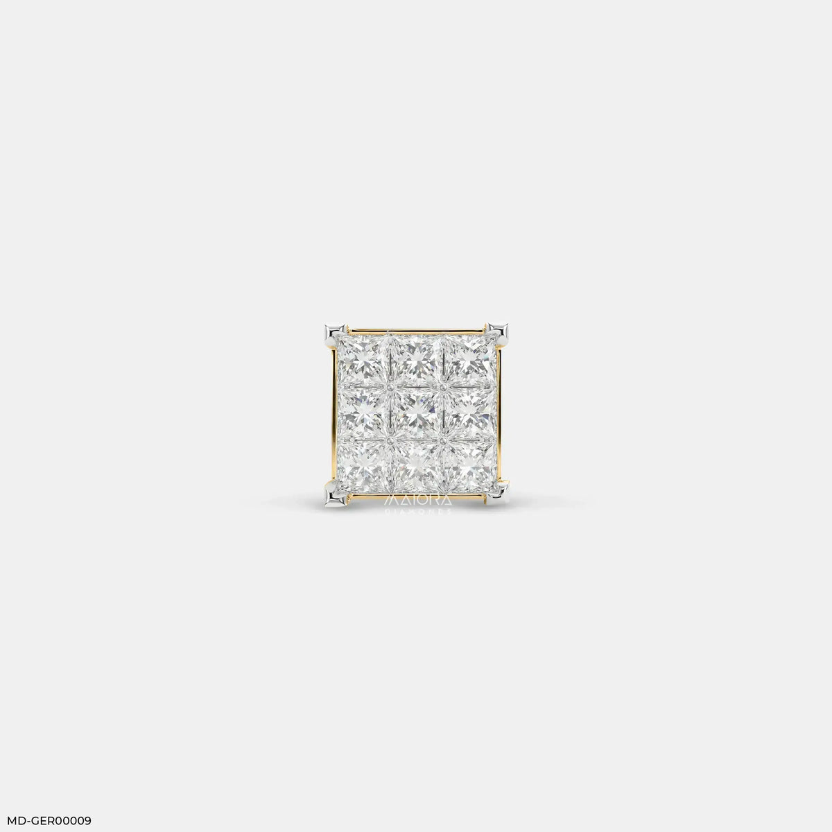 Sparkling Cluster Diamond Mens Stud Earring
