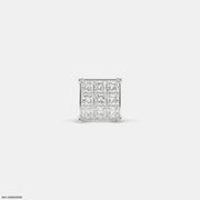 Sparkling Cluster Diamond Mens Stud Earring Platinum 950