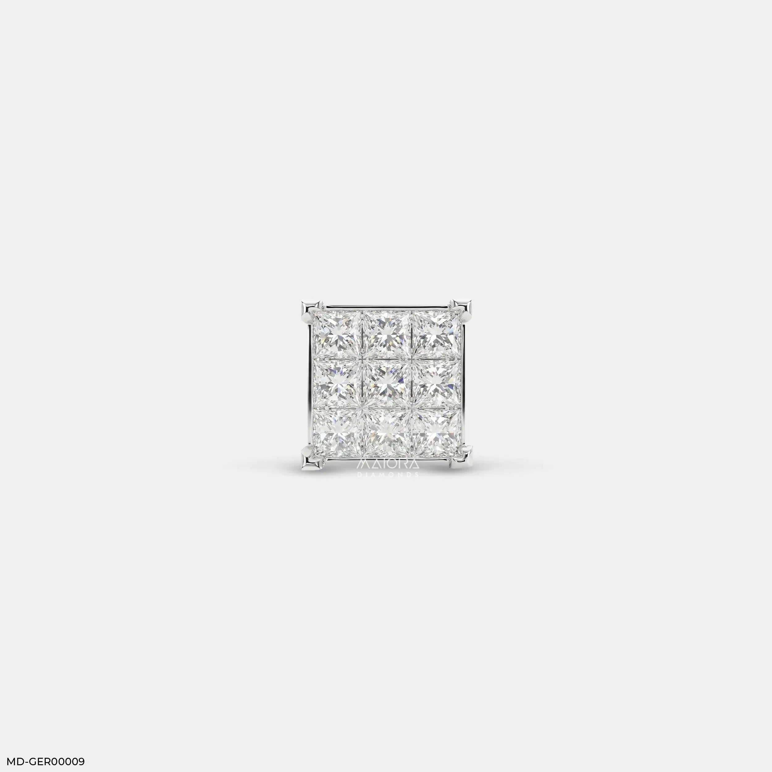 Sparkling Cluster Diamond Mens Stud Earring Platinum 950