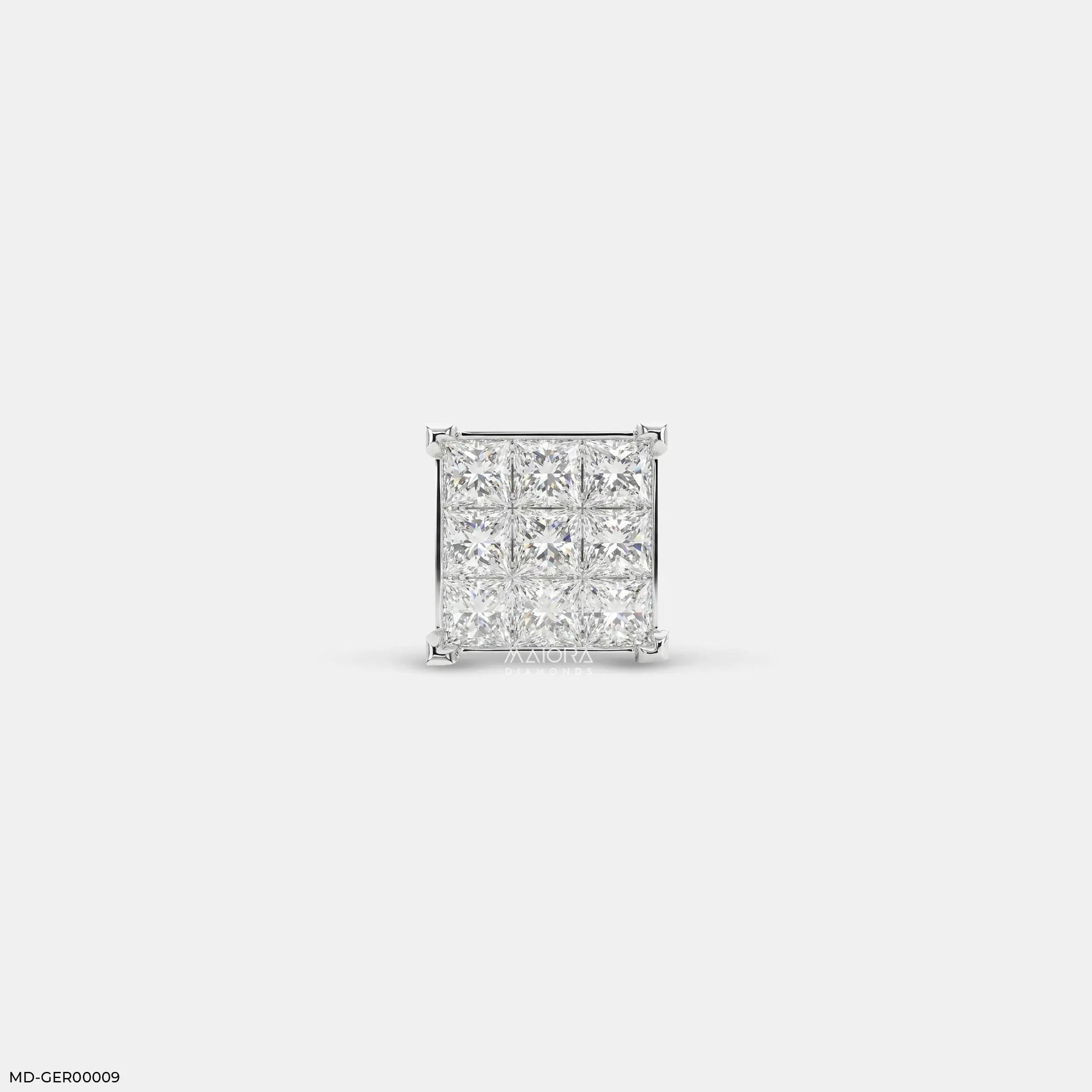 Sparkling Cluster Diamond Mens Stud Earring 9K Yellow Gold