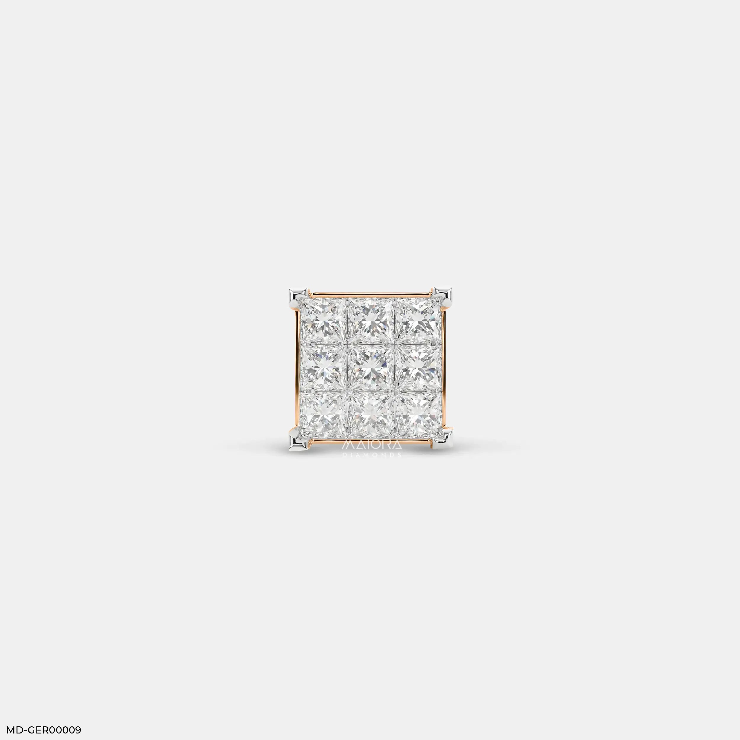 Sparkling Cluster Diamond Mens Stud Earring Platinum 950