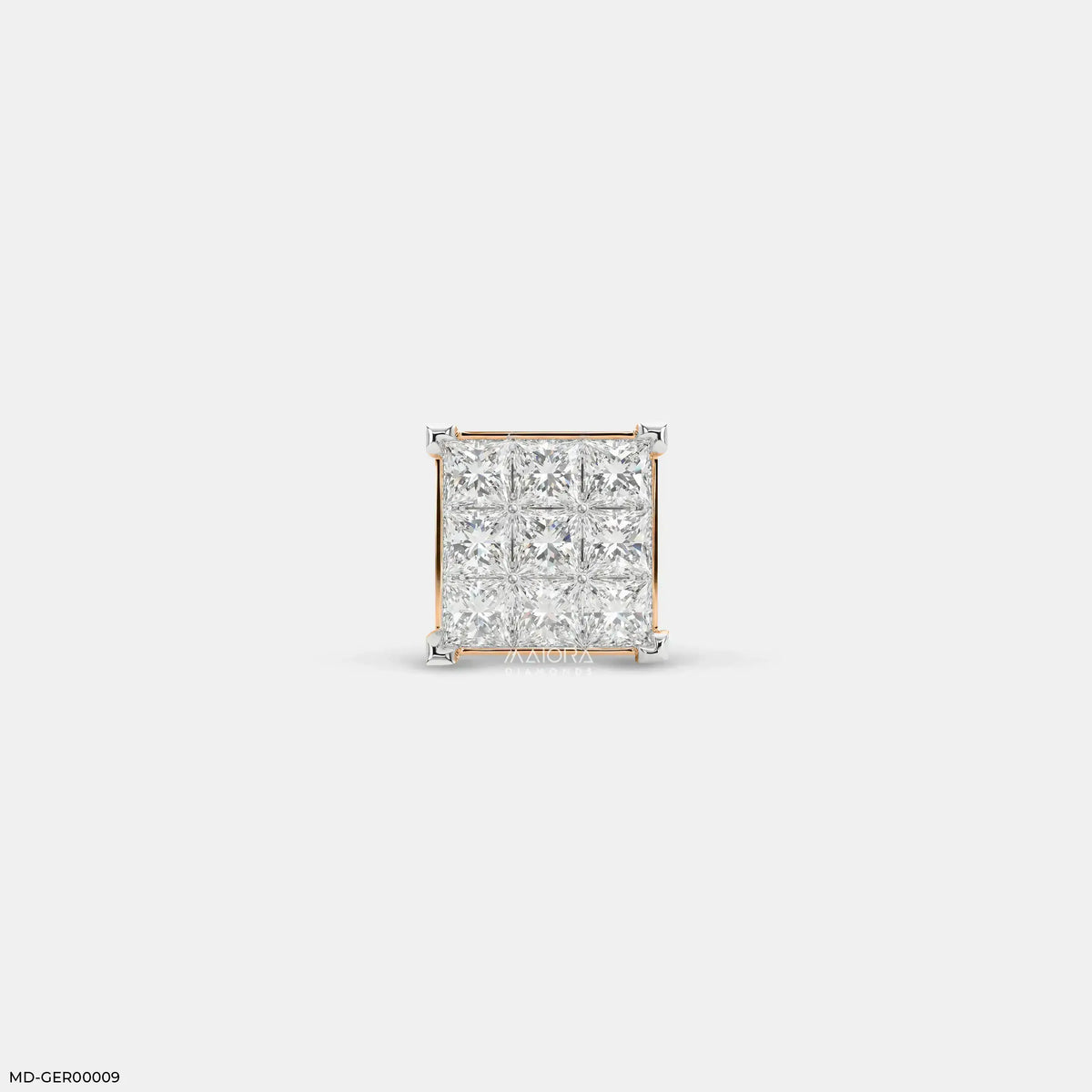 Sparkling Cluster Diamond Mens Stud Earring