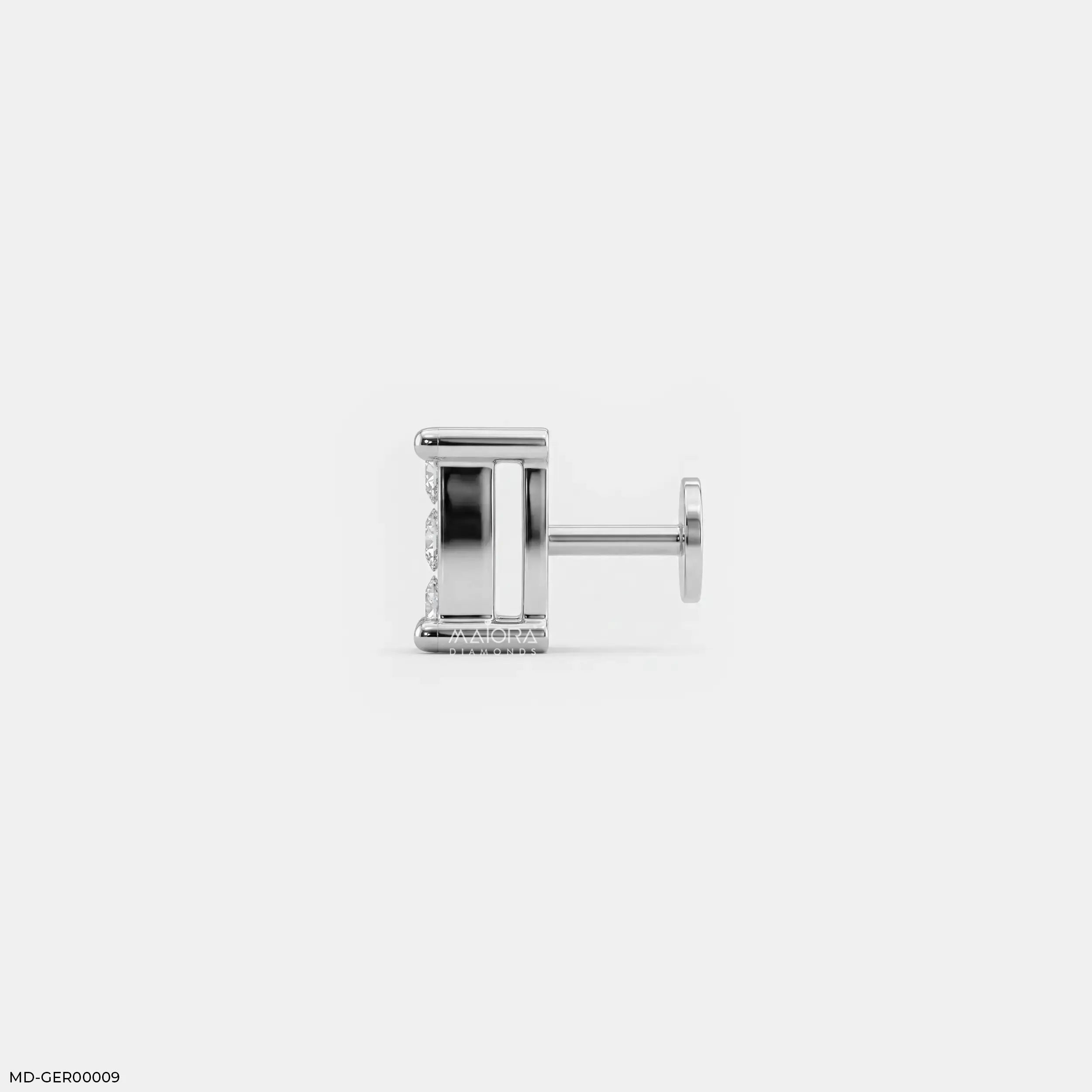 Sparkling Cluster Diamond Mens Stud Earring Platinum 950