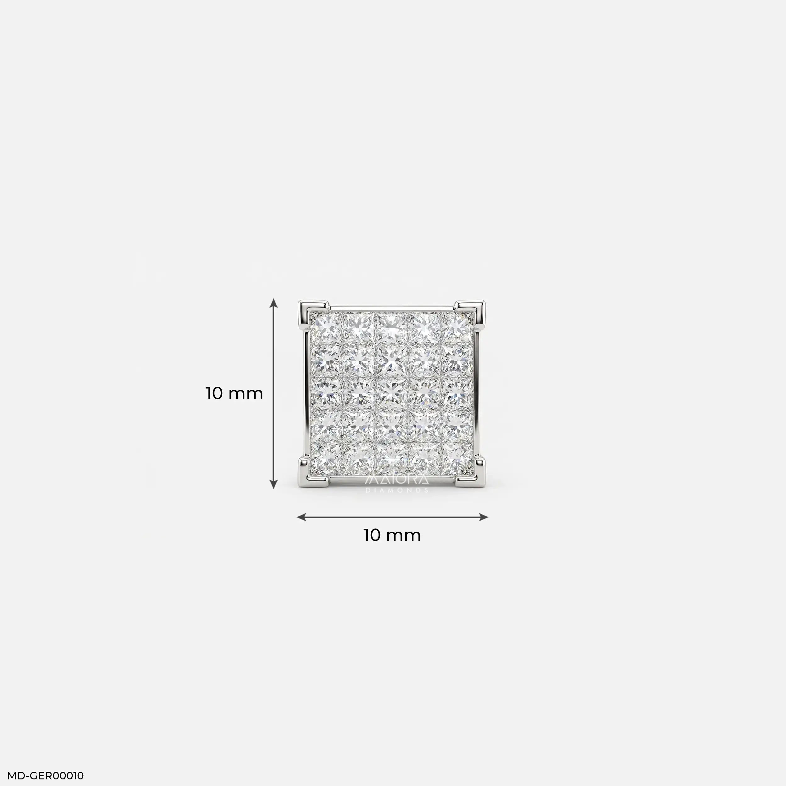 Empire Blocks Diamond Mens Stud Earring 9K Yellow Gold