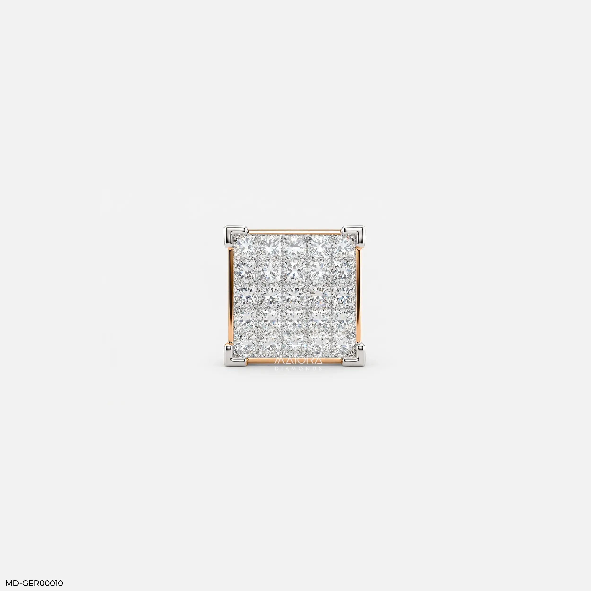 Empire Blocks Diamond Mens Stud Earring 9K Yellow Gold