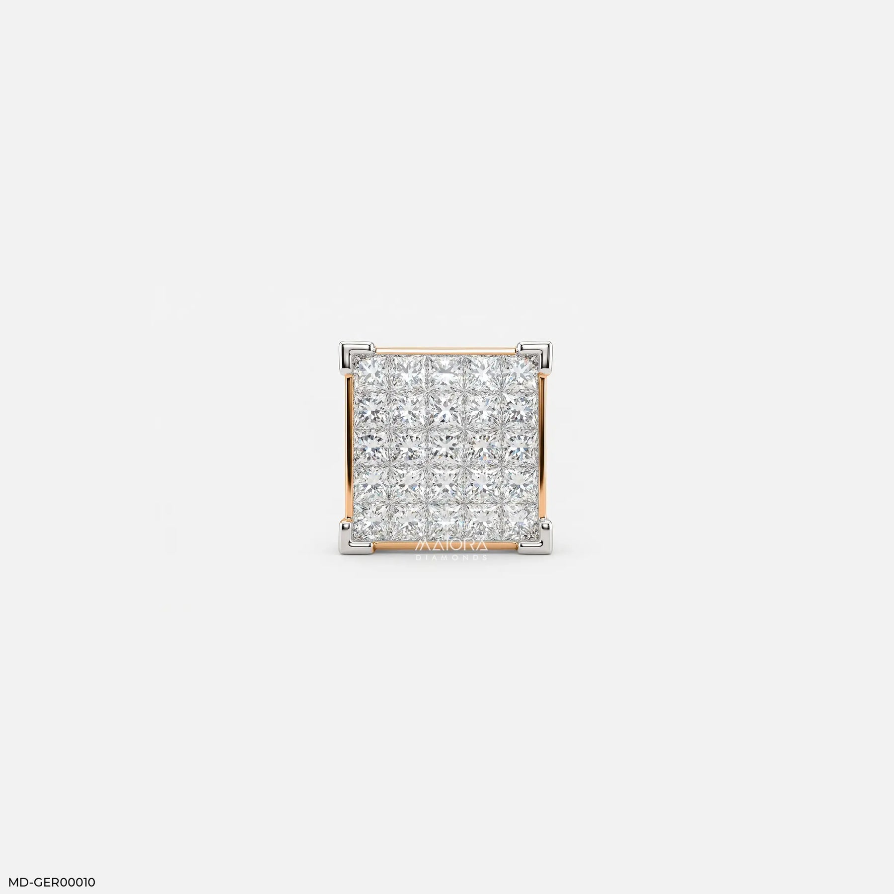 Empire Blocks Diamond Mens Stud Earring Platinum 950