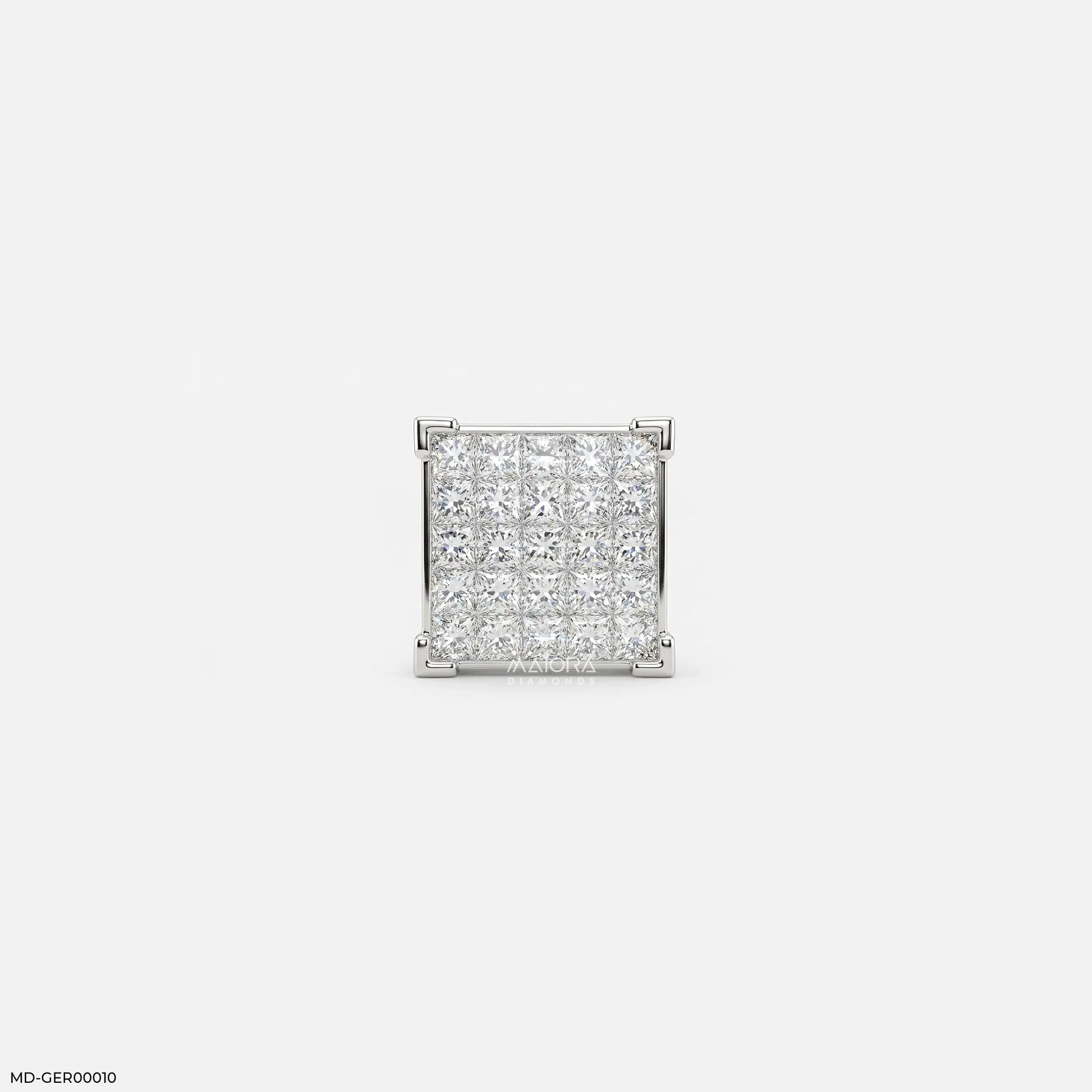 Empire Blocks Diamond Mens Stud Earring Platinum 950