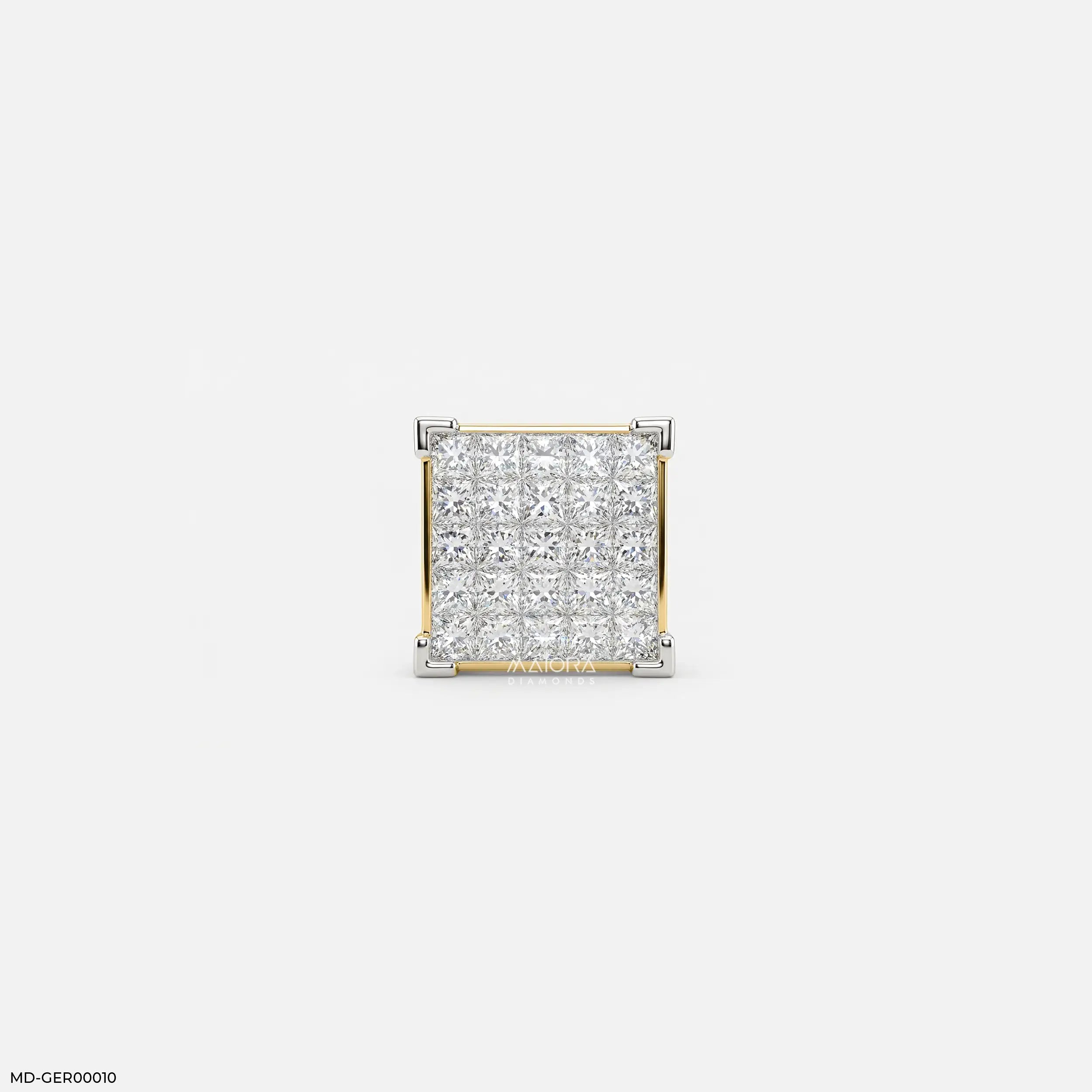 Empire Blocks Diamond Mens Stud Earring 9K Yellow Gold