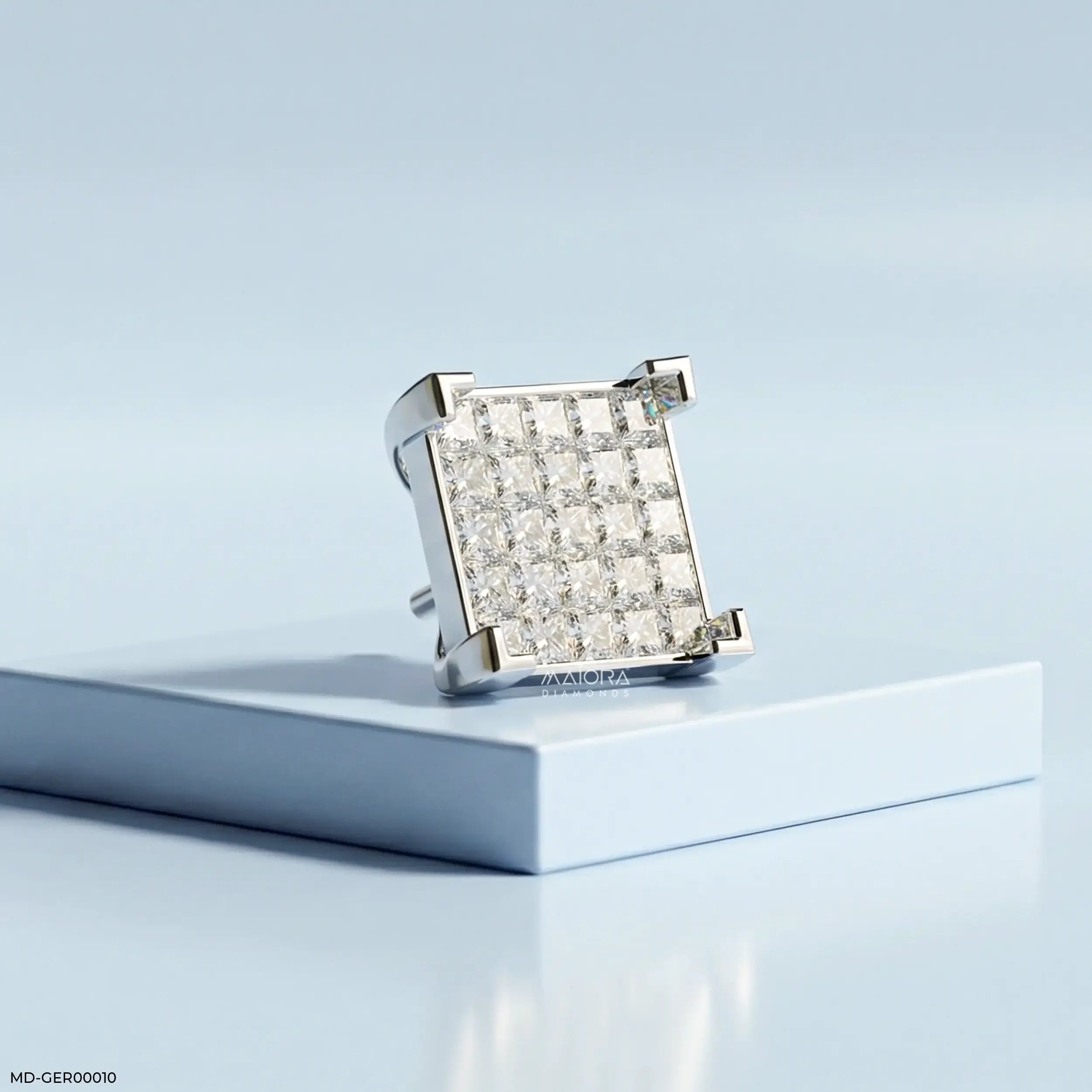 Empire Blocks Diamond Mens Stud Earring 9K Yellow Gold