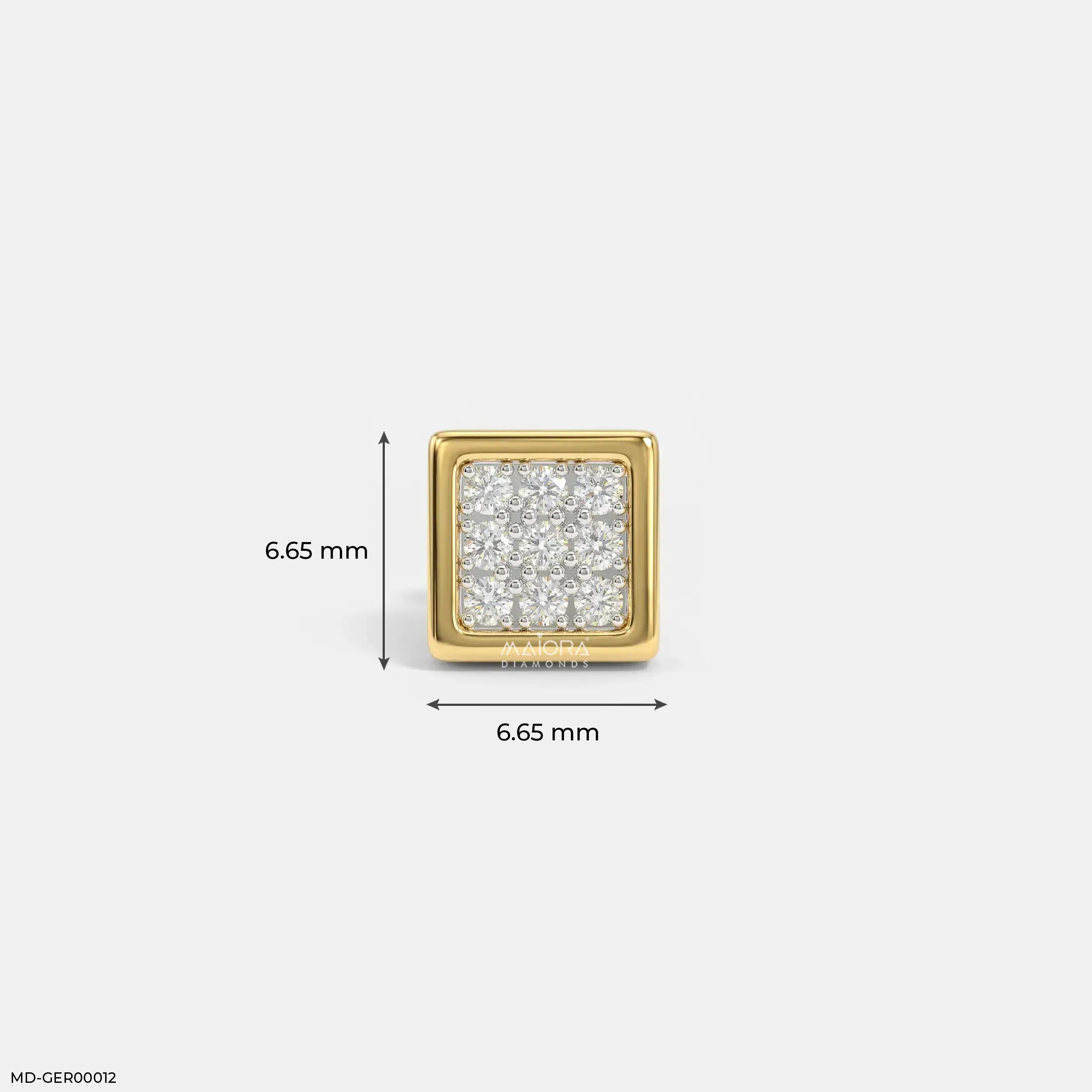 Apex Squares Diamond Mens Stud Earring 14K White Gold