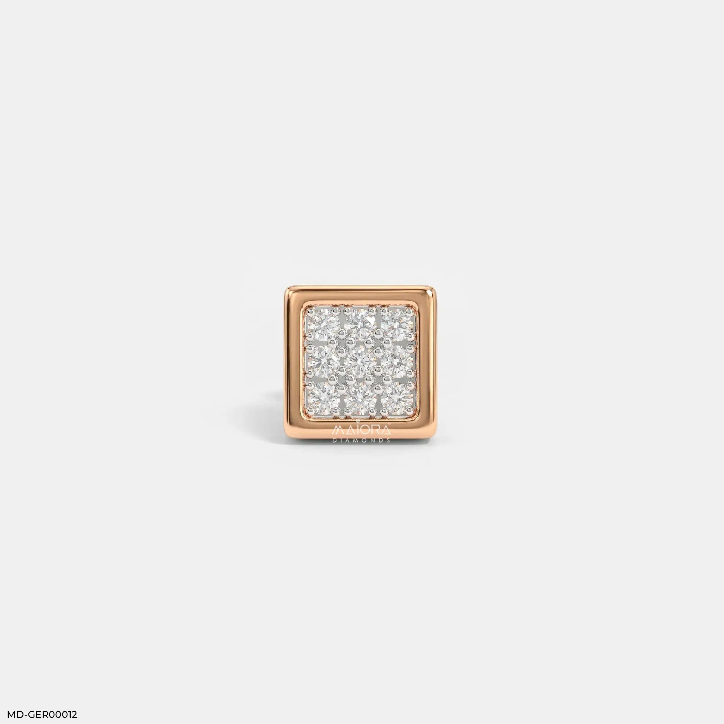 Apex Squares Diamond Mens Stud Earring 14K White Gold