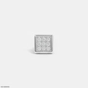 Apex Squares Diamond Mens Stud Earring 14K White Gold