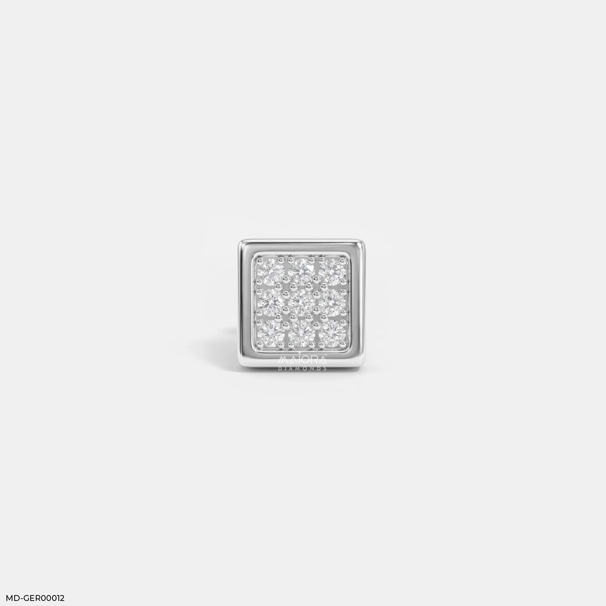 Apex Squares Diamond Mens Stud Earring 14K White Gold