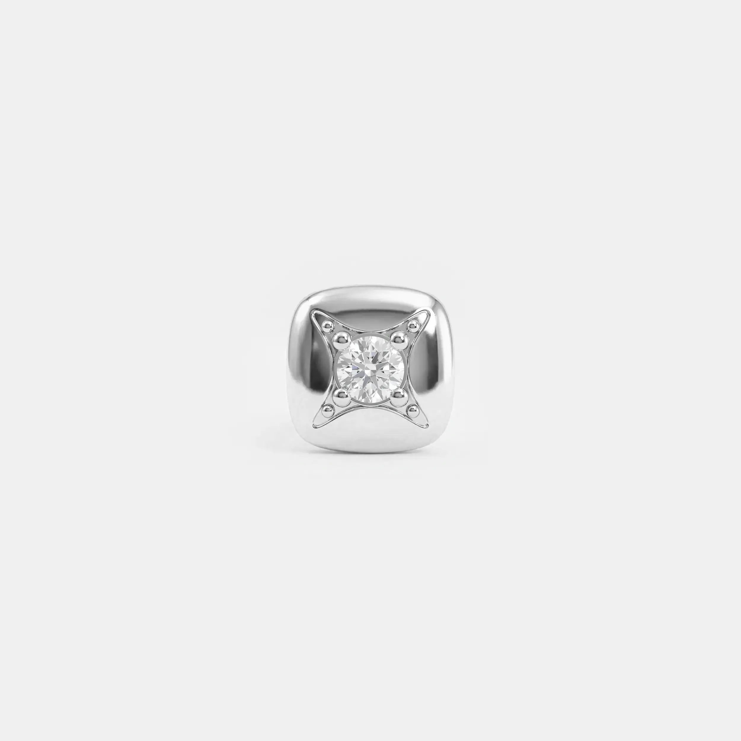 Polaris Star Diamond Mens Stud Earring 14K White Gold