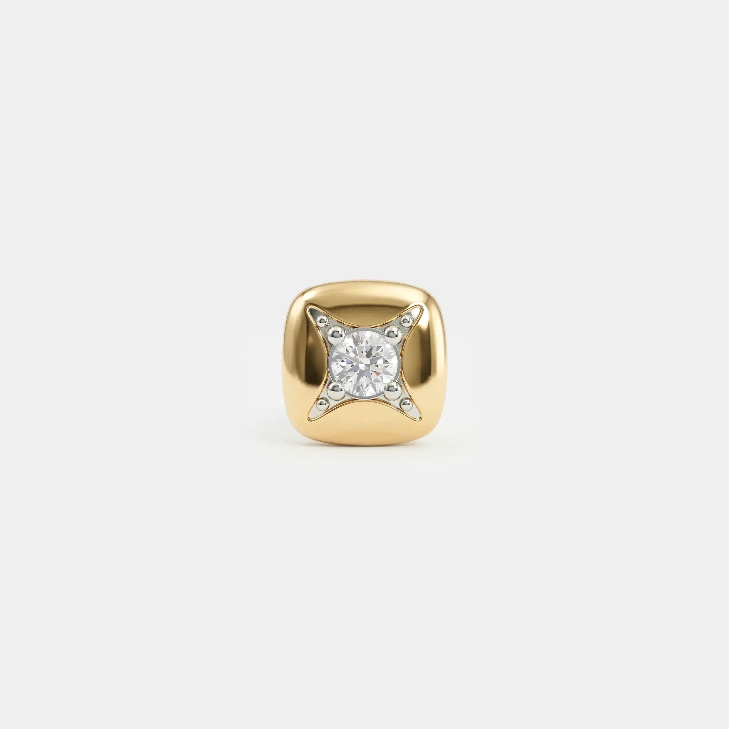 Polaris Star Diamond Mens Stud Earring 14K White Gold