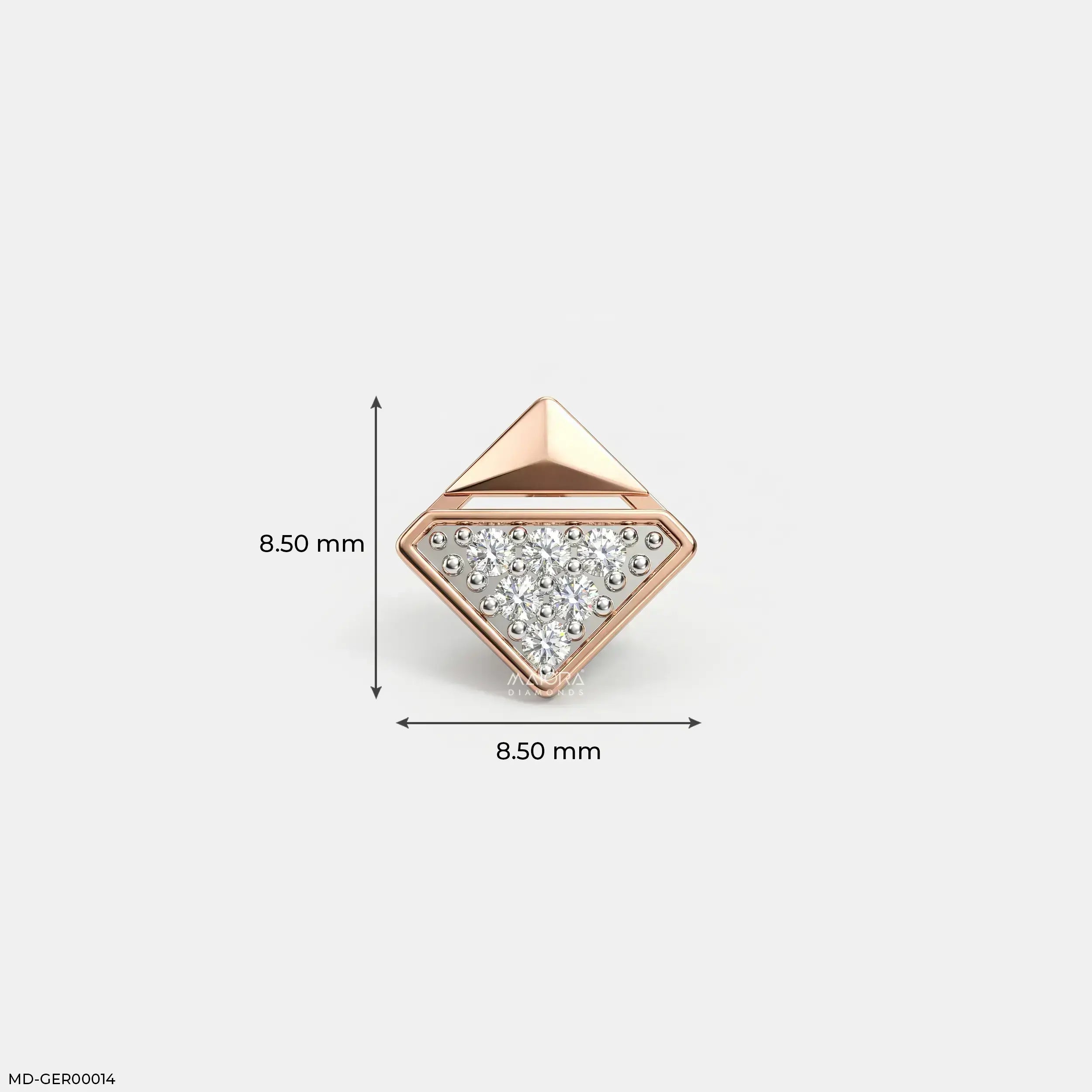 Elegant Cube Diamond Mens Stud Earring 18K White Gold