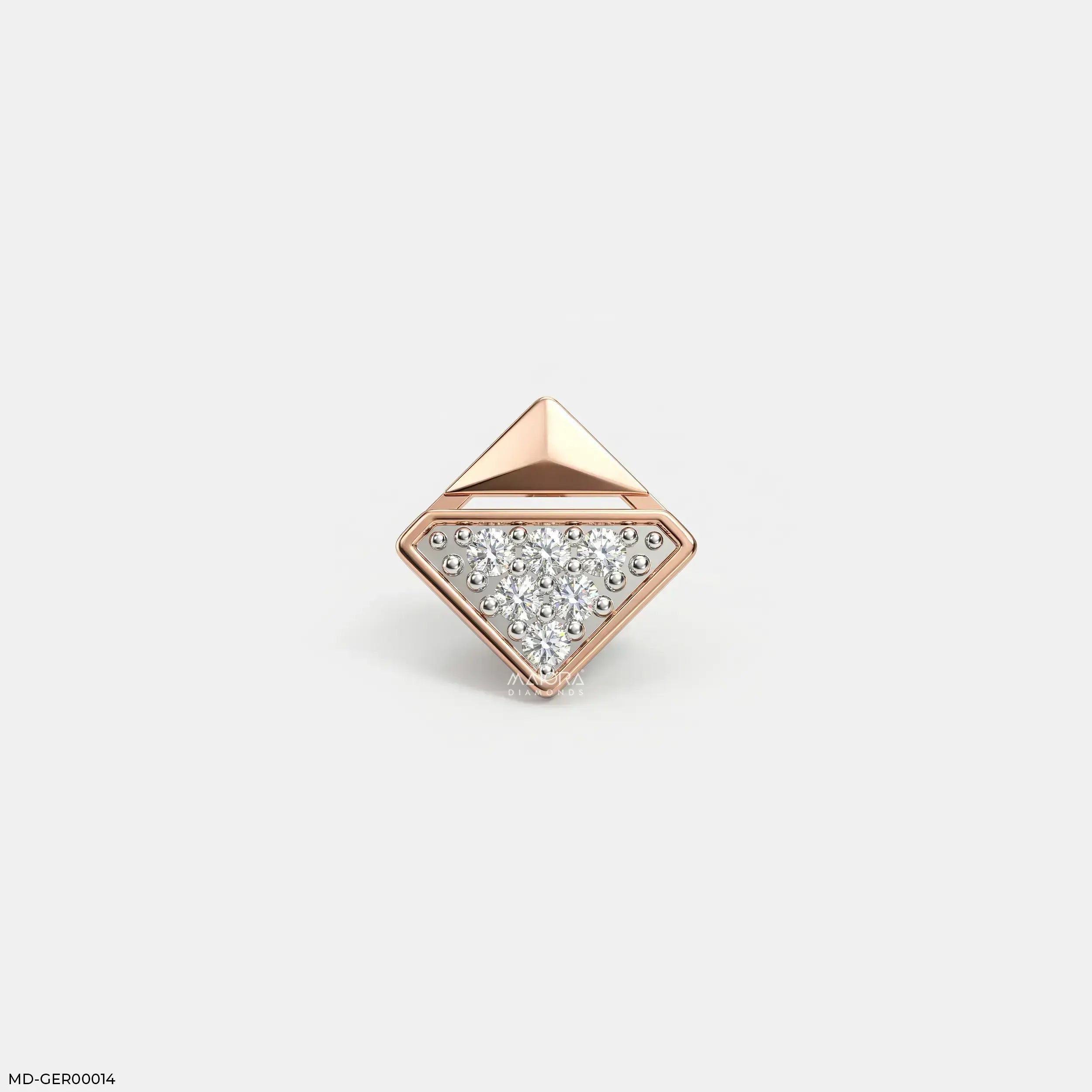 Elegant Cube Diamond Mens Stud Earring 18K White Gold