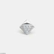 Elegant Cube Diamond Mens Stud Earring 18K White Gold