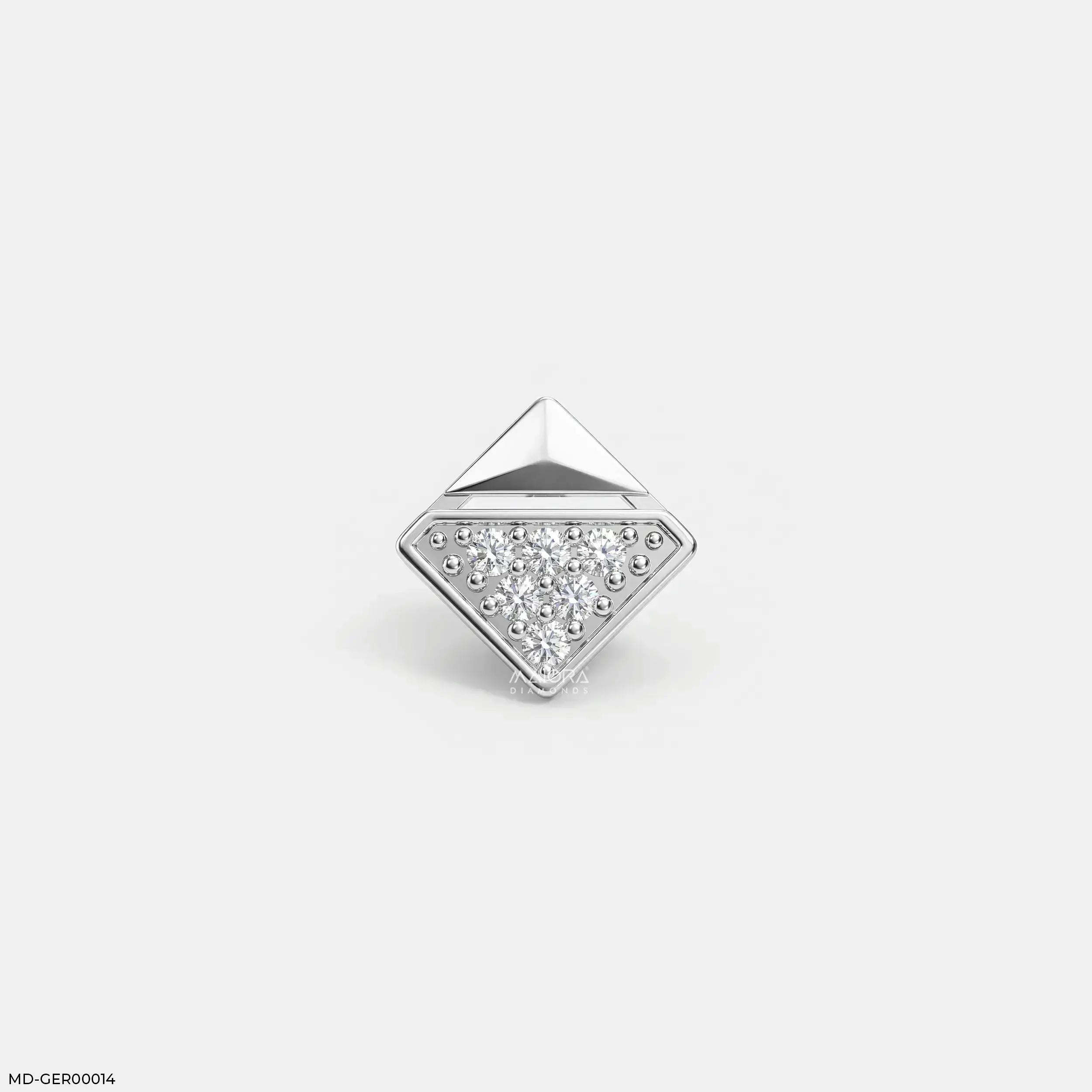Elegant Cube Diamond Mens Stud Earring 18K White Gold