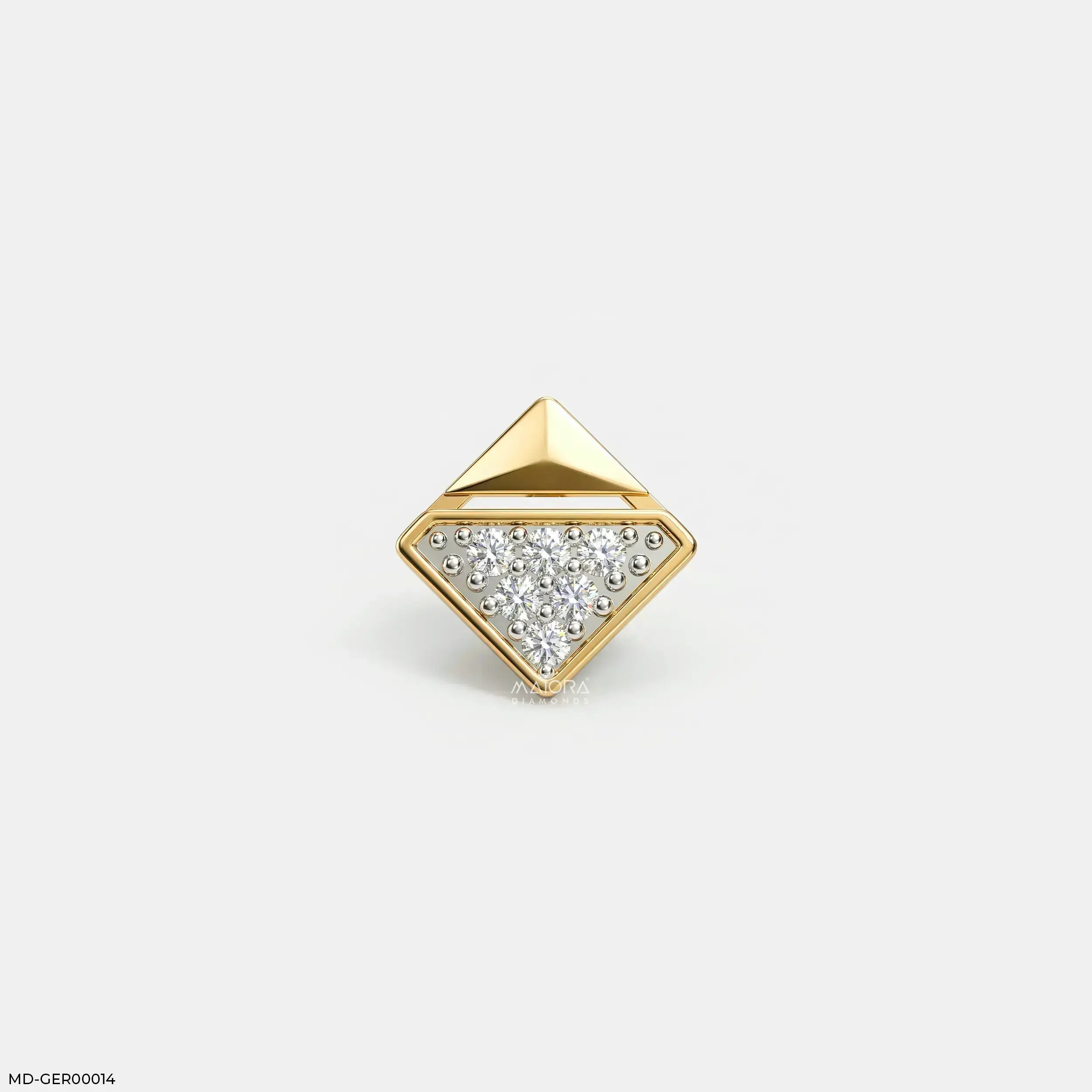 Elegant Cube Diamond Mens Stud Earring 9K Yellow Gold