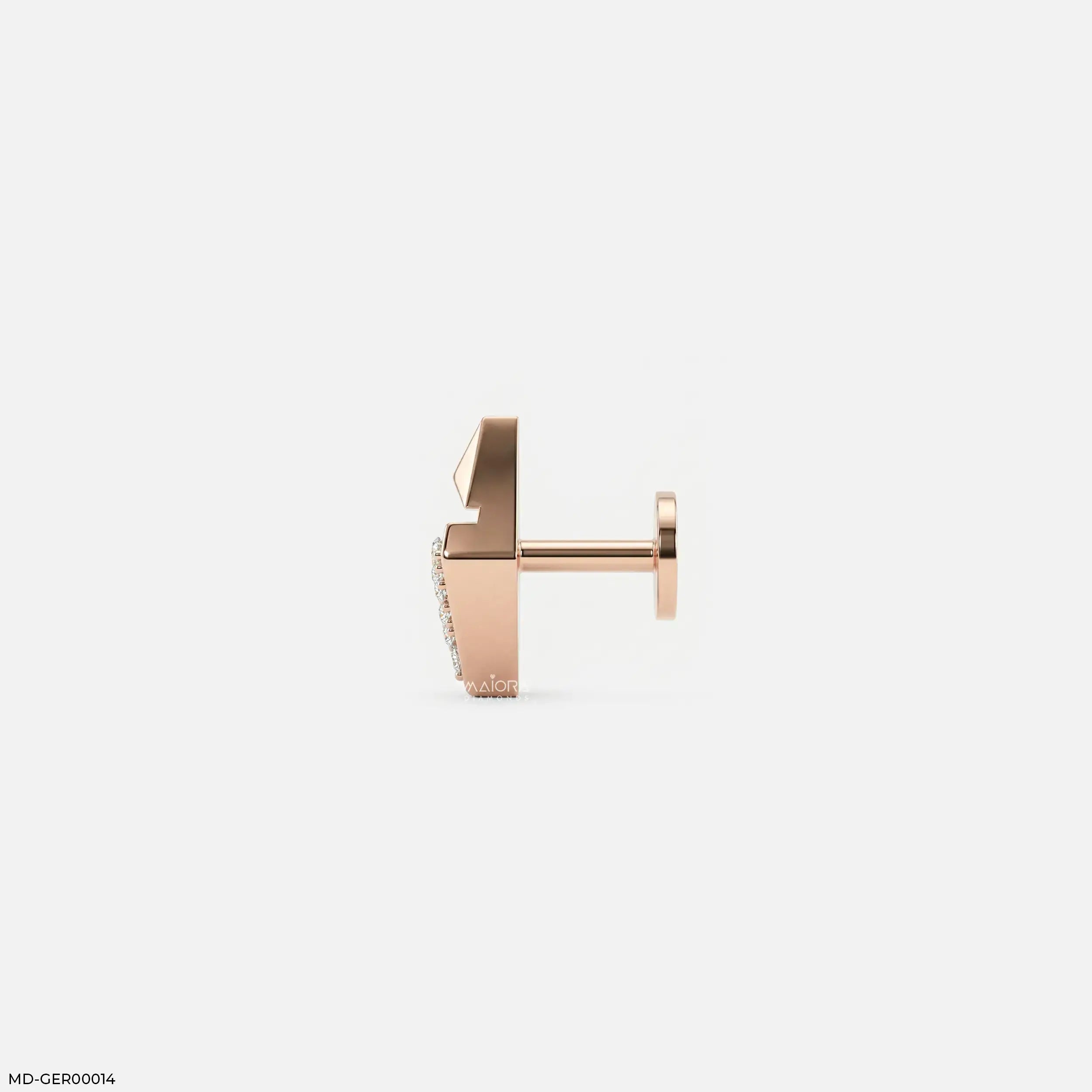 Elegant Cube Diamond Mens Stud Earring 18K White Gold