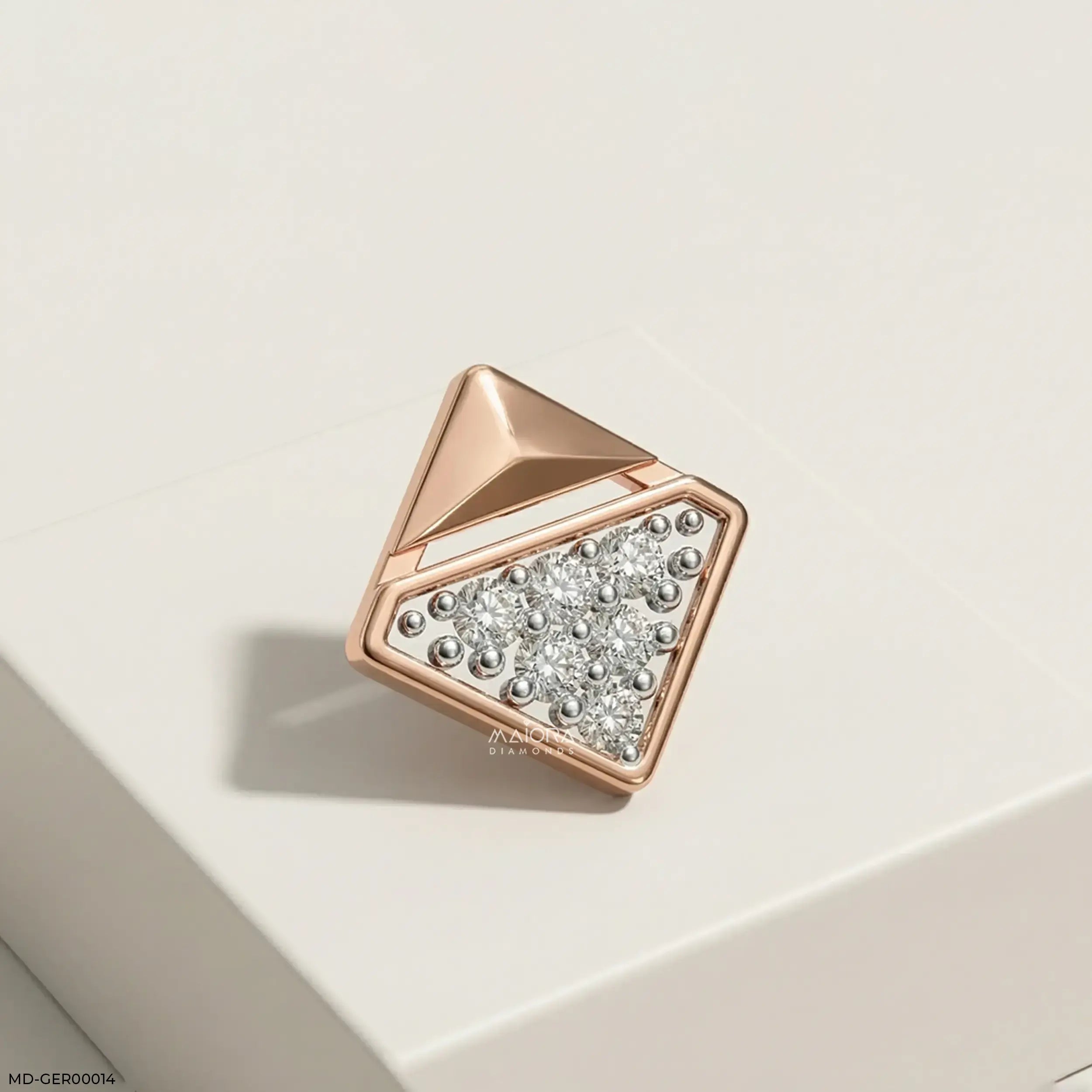 Elegant Cube Diamond Mens Stud Earring 18K White Gold