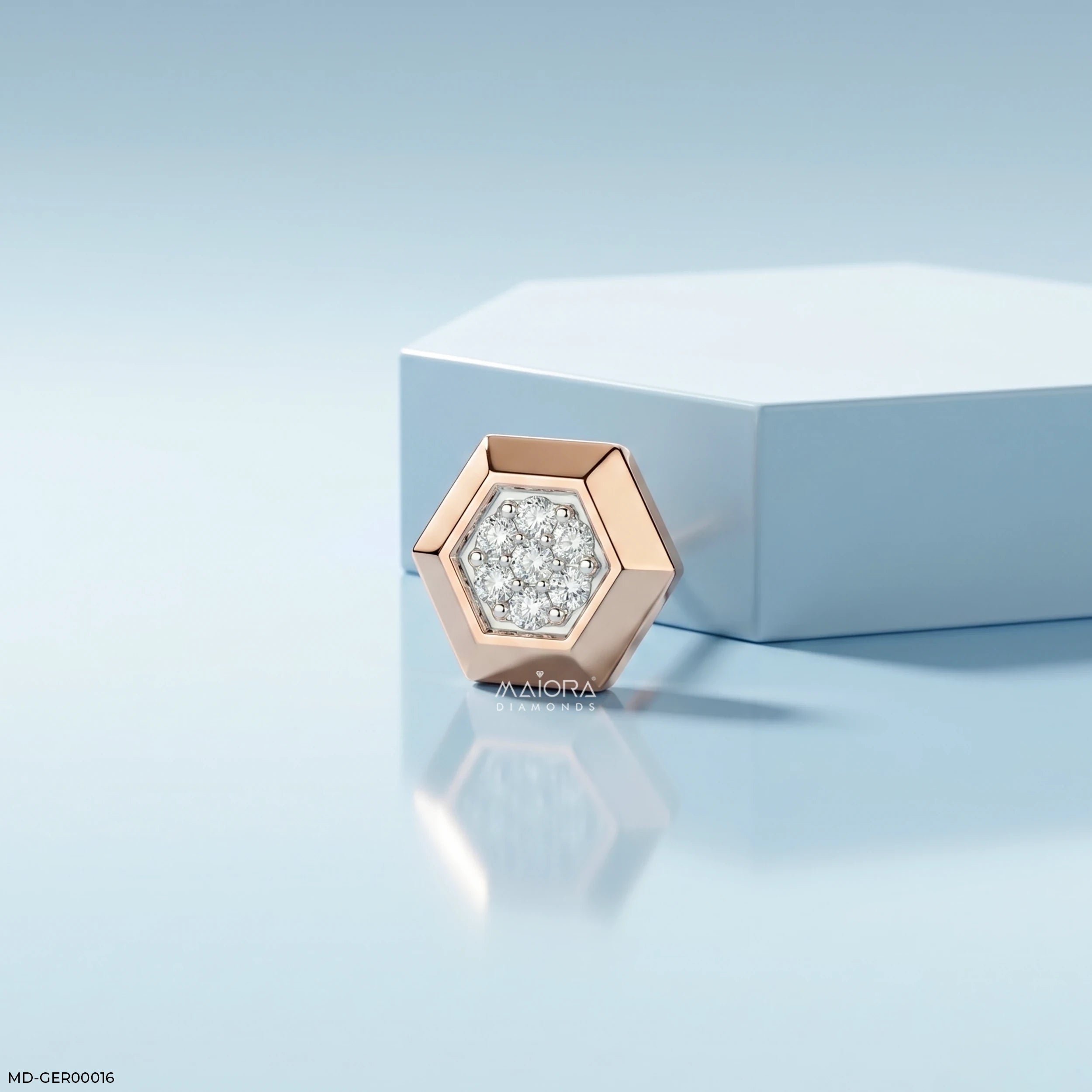 Imperial Hexa Diamond Mens Stud Earring 9K Yellow Gold