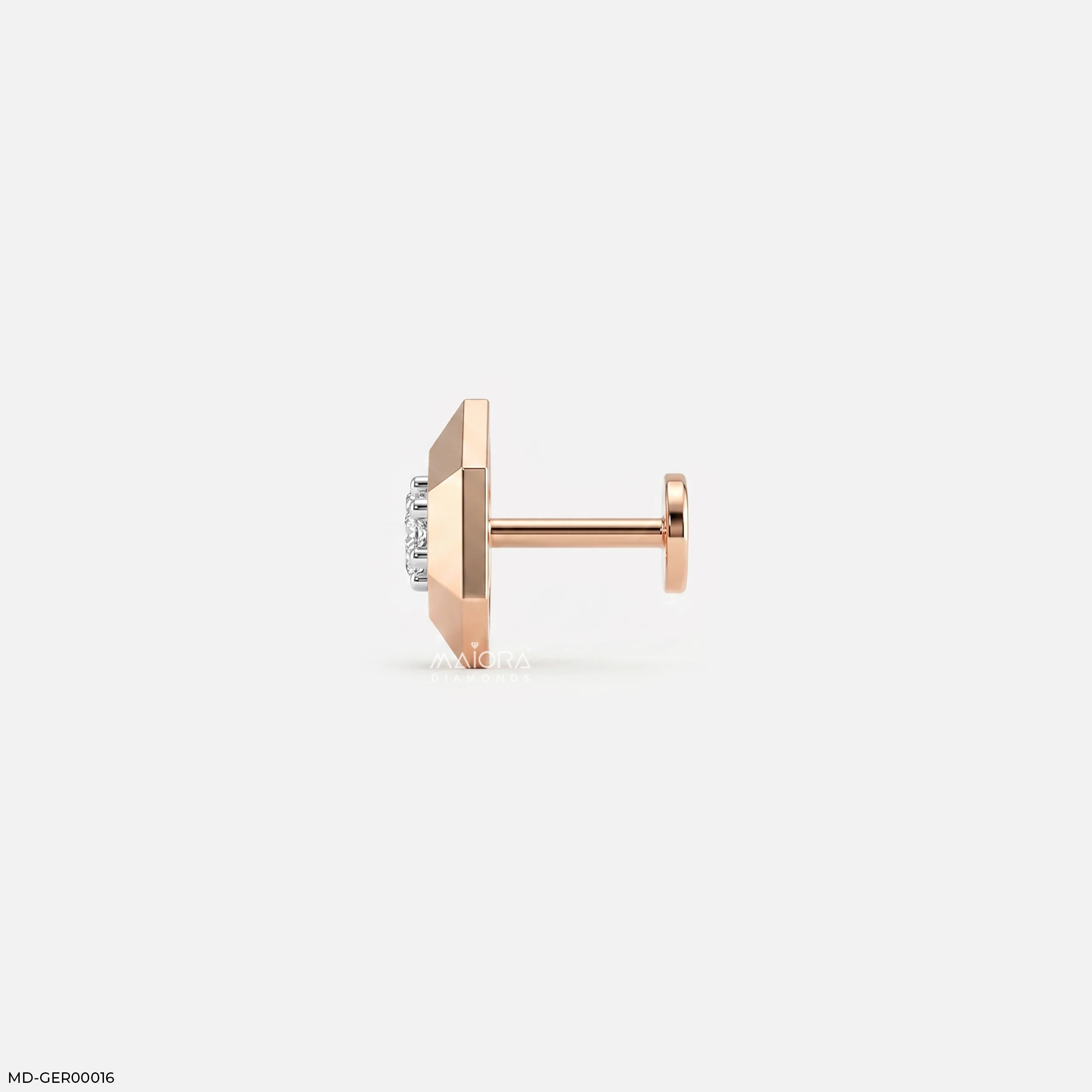 Imperial Hexa Diamond Mens Stud Earring 9K Yellow Gold