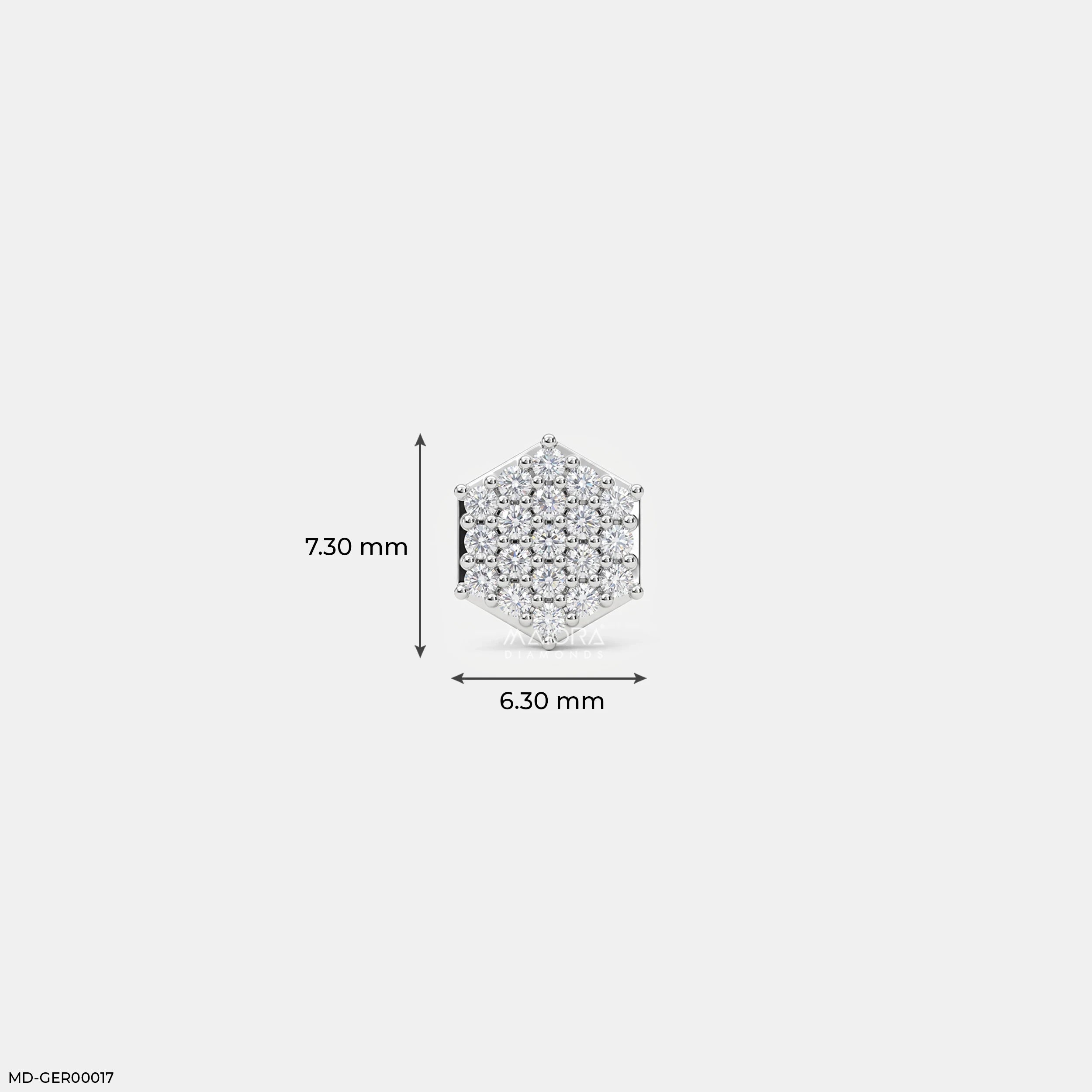 Monarch Hexa Diamond Mens Stud Earring 9K Yellow Gold