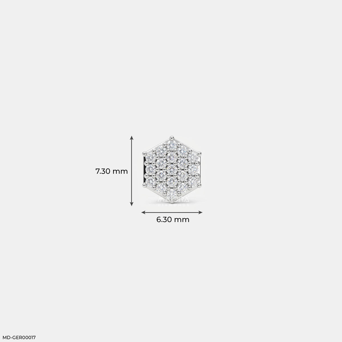 Monarch Hexa Diamond Mens Stud Earring