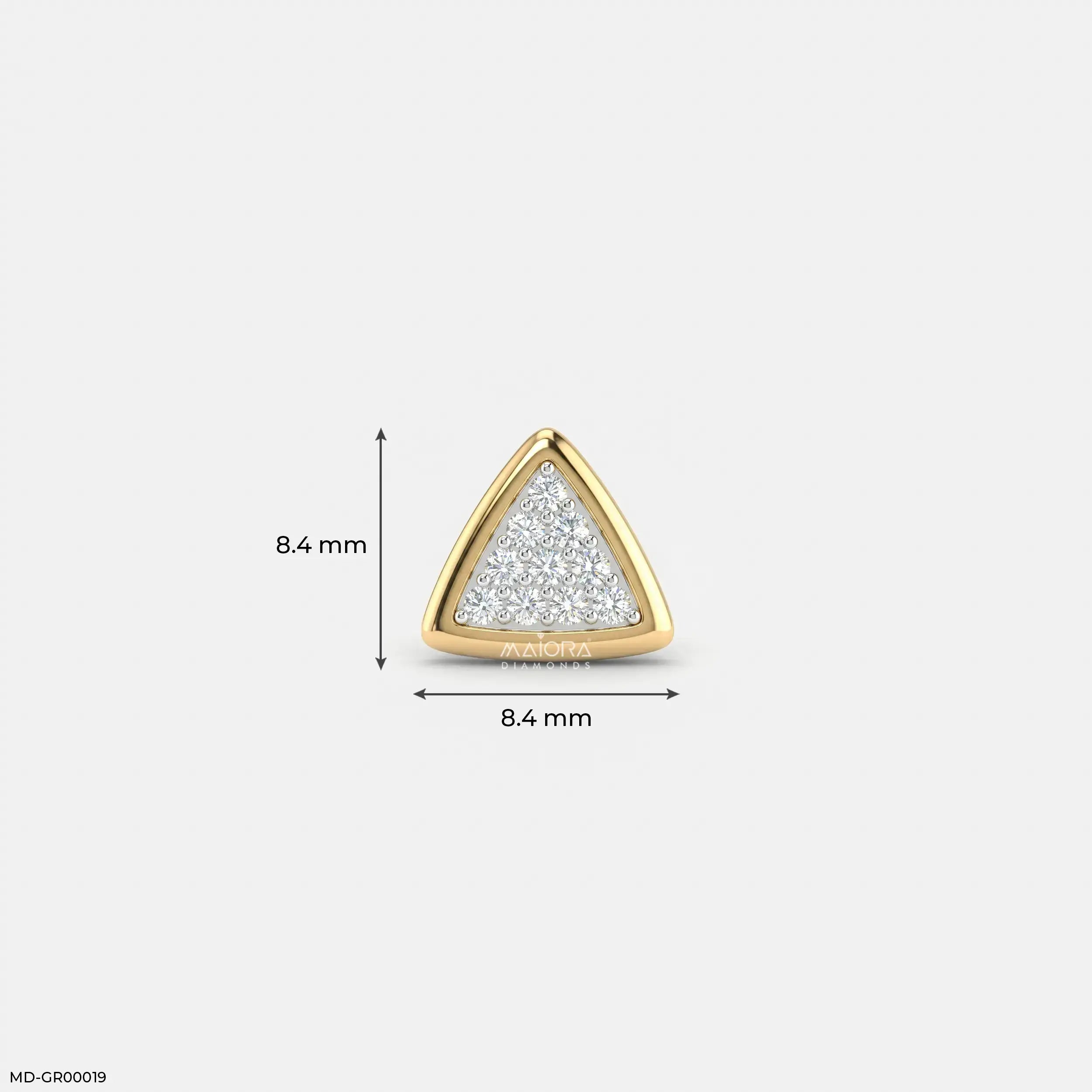 Triangle Frame Diamond Men Stud Earrings 9K White Gold