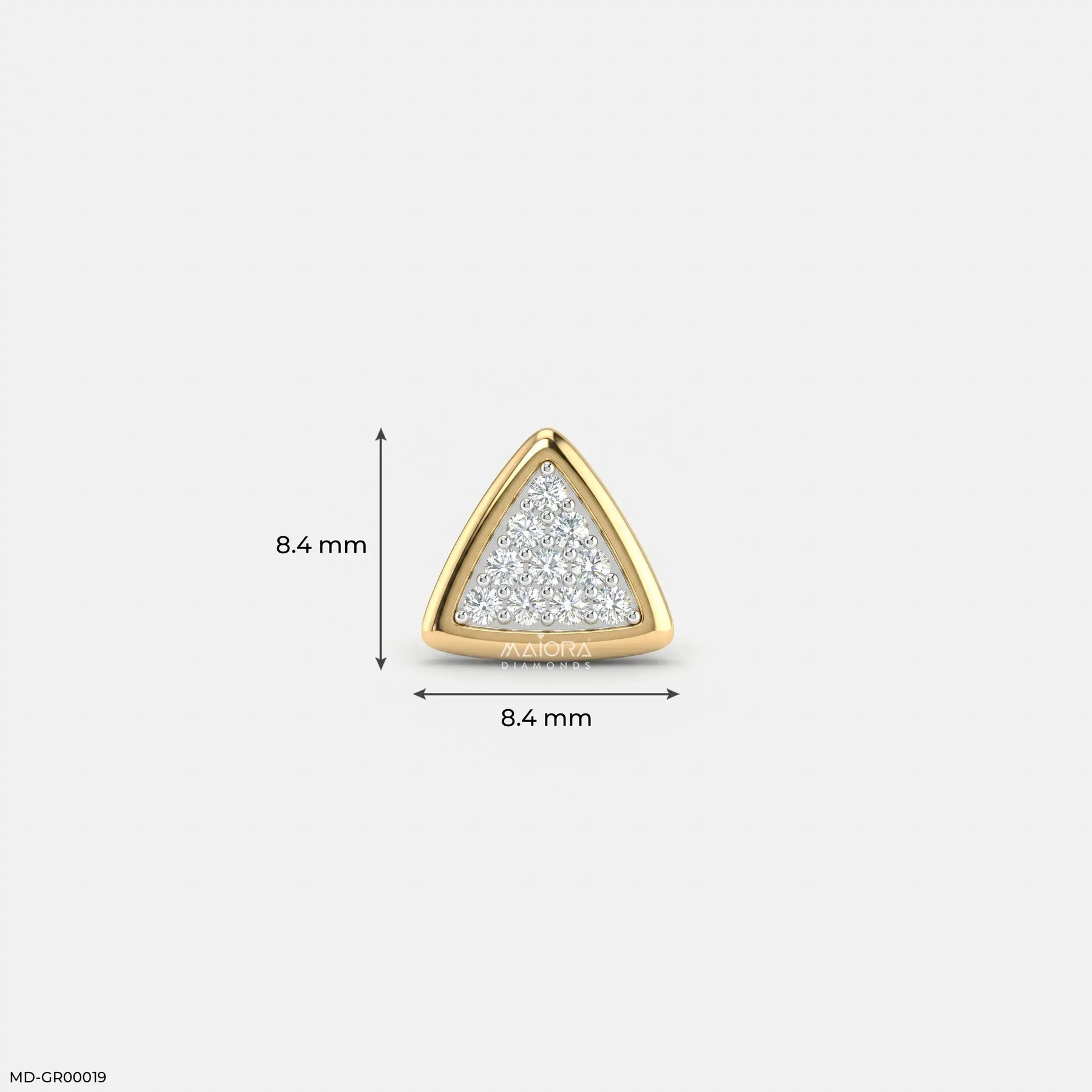 Triangle Frame Diamond Mens Stud Earring 18K White Gold