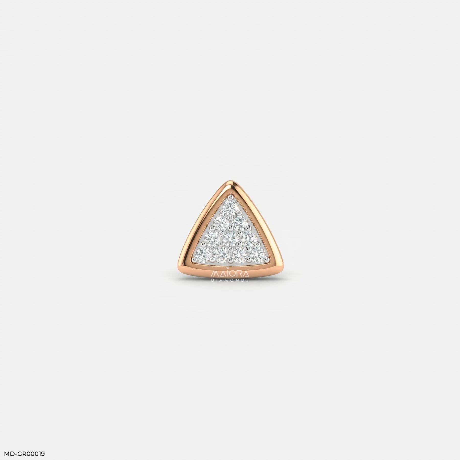 Triangle Frame Diamond Mens Stud Earring 18K White Gold