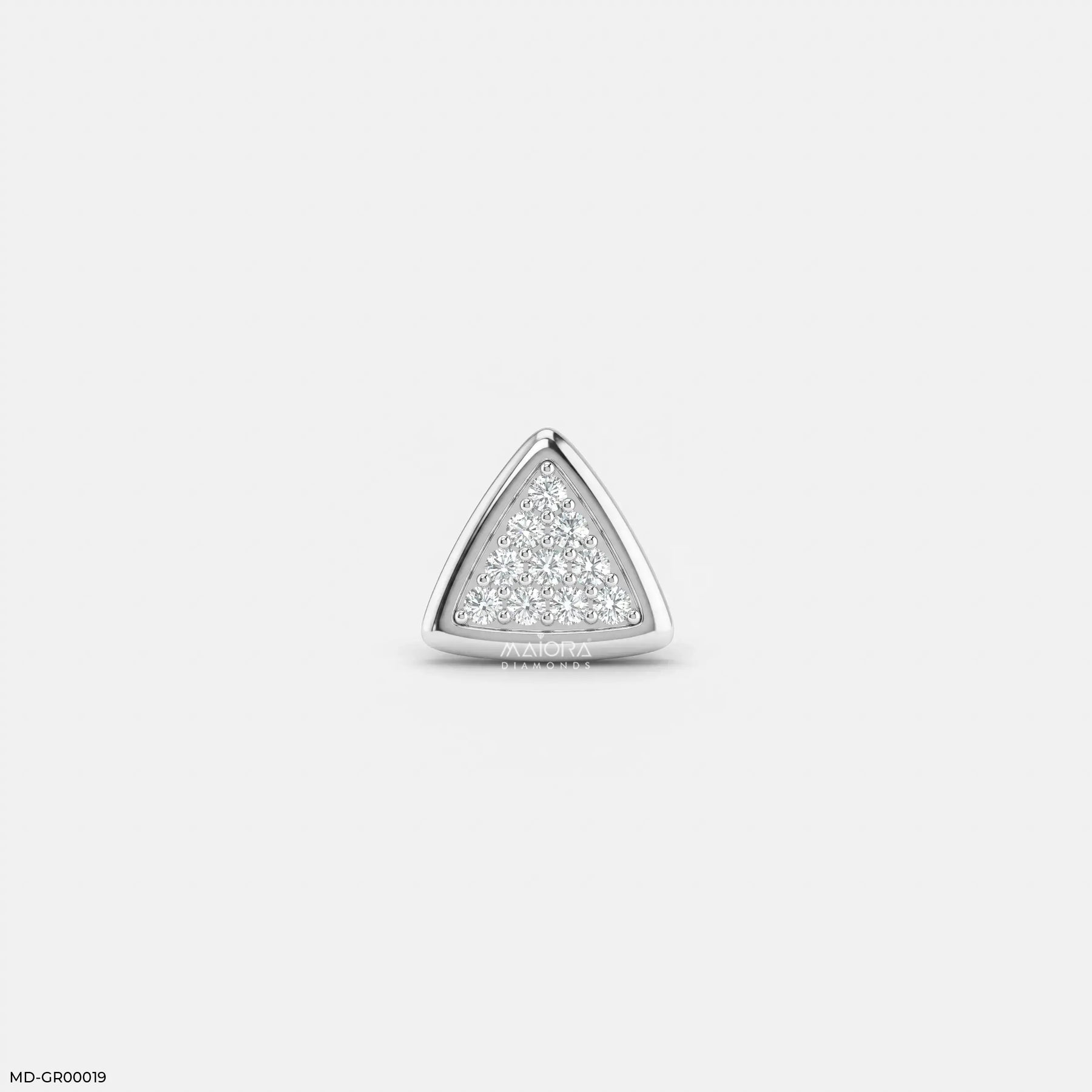 Triangle Frame Diamond Mens Stud Earring 18K White Gold