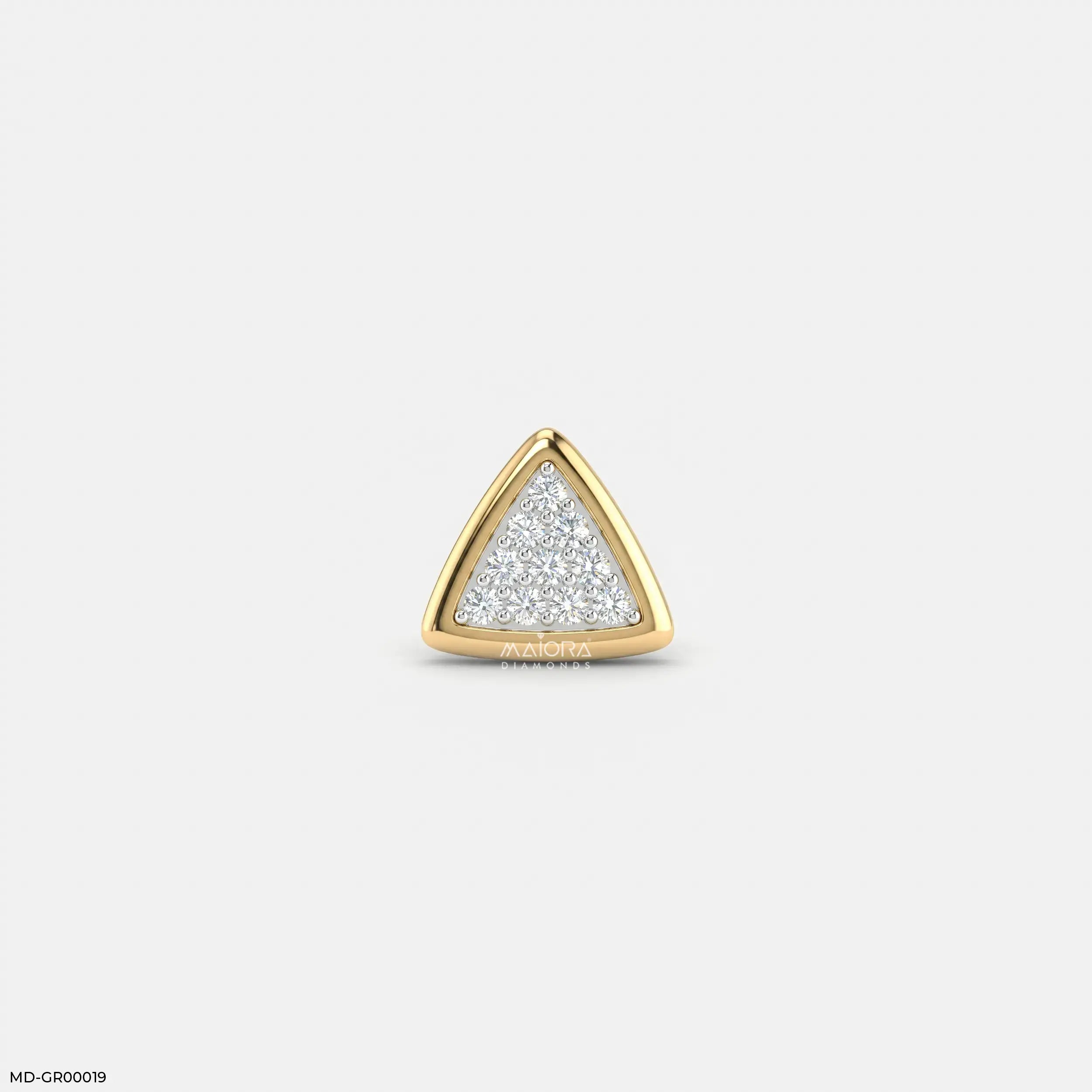 Triangle Frame Diamond Mens Stud Earring 9K Yellow Gold