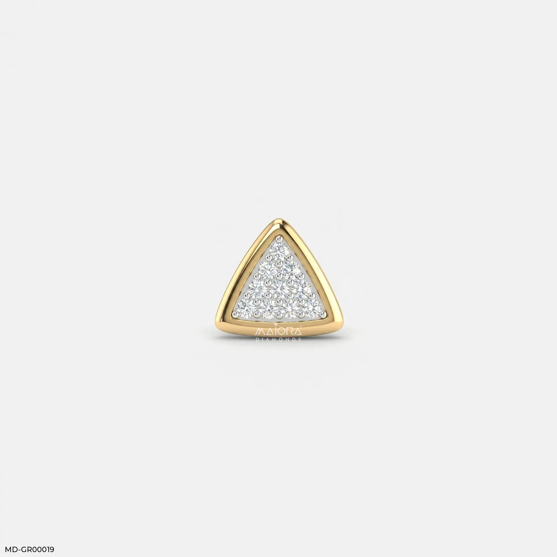 Triangle Frame Diamond Mens Stud Earring 18K White Gold