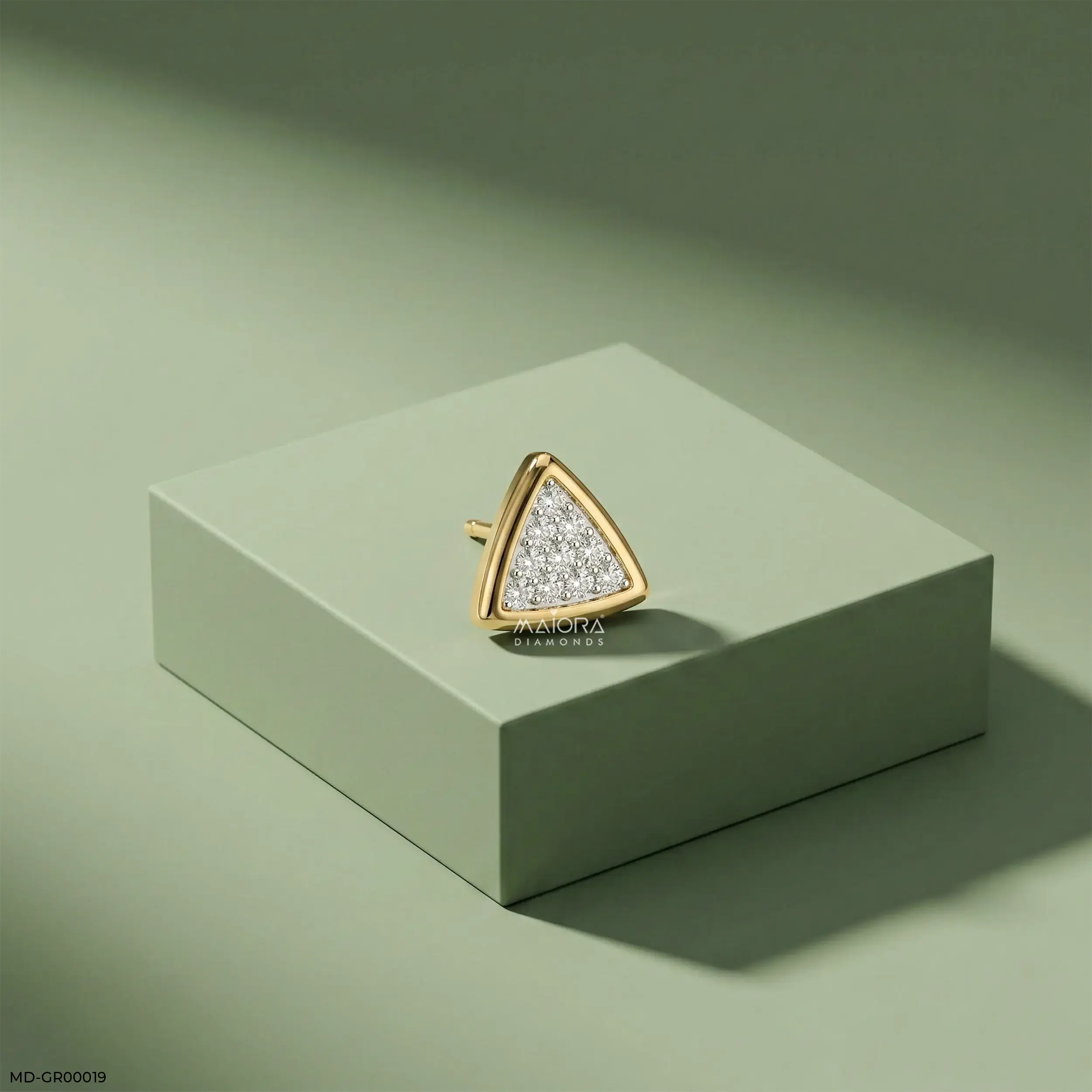 Triangle Frame Diamond Men Stud Earrings 9K White Gold