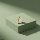 Triangle Frame Diamond Mens Stud Earring 18K White Gold