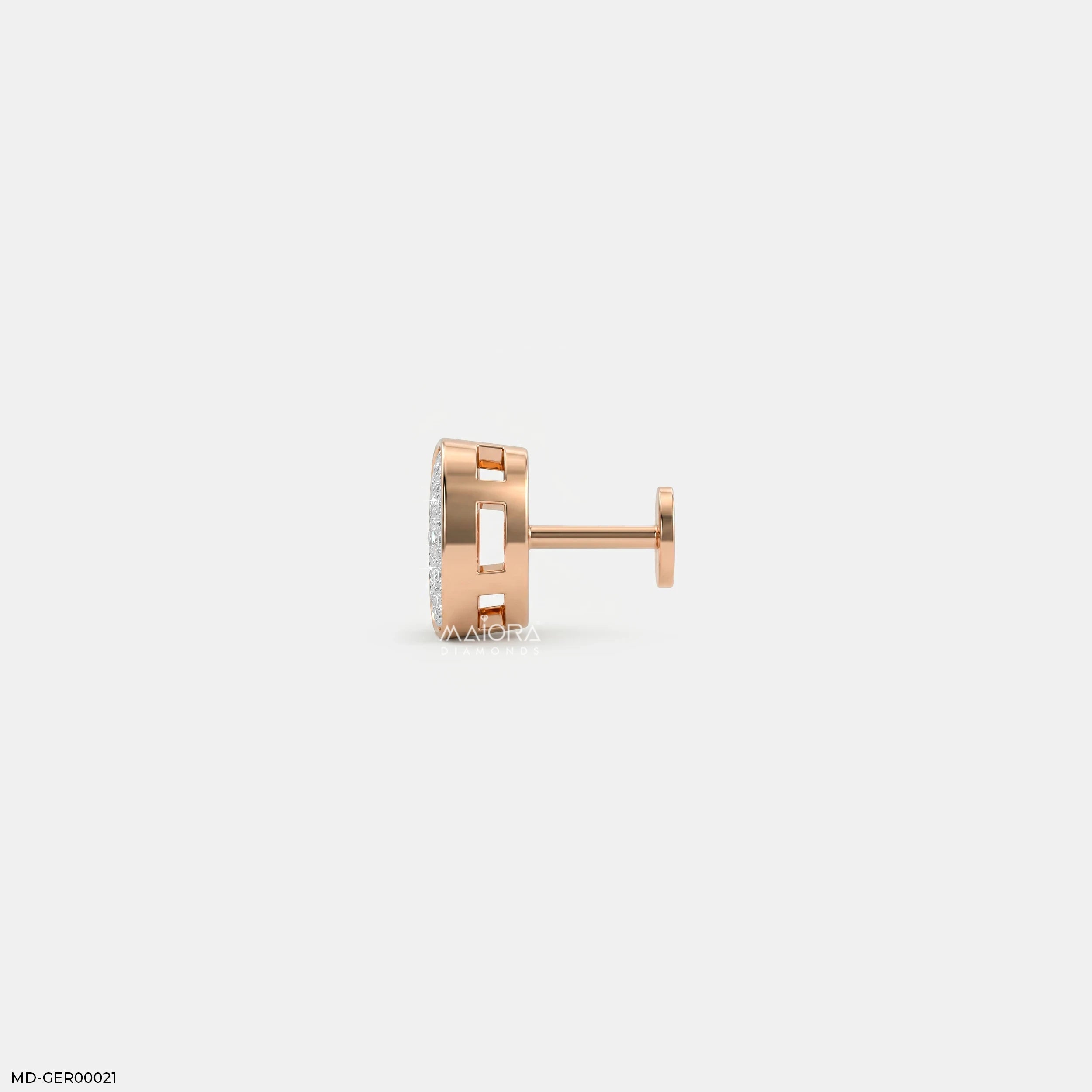 Circle Crystal Diamond Mens Stud Earring 9K Yellow Gold