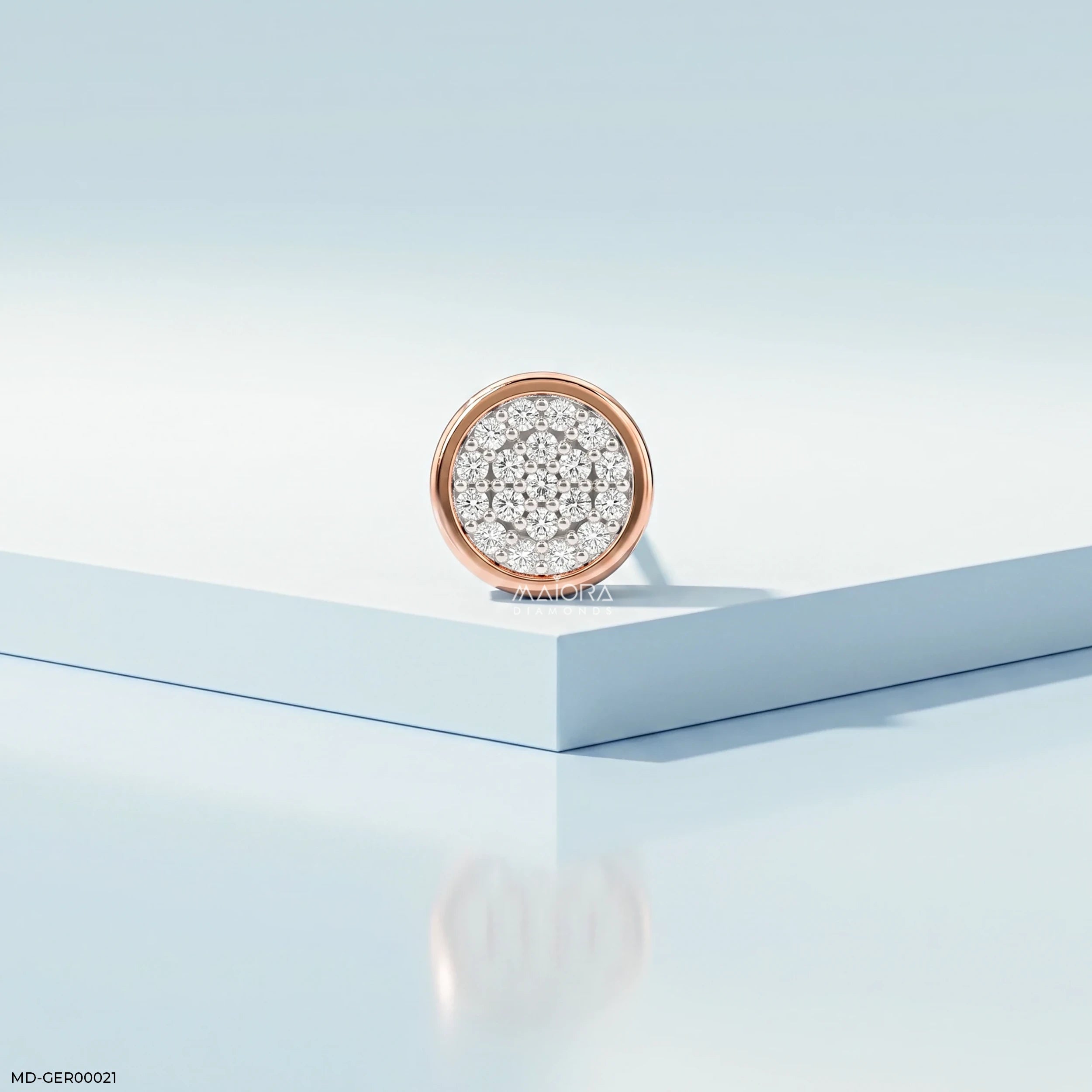 Circle Crystal Diamond Mens Stud Earring 9K Yellow Gold