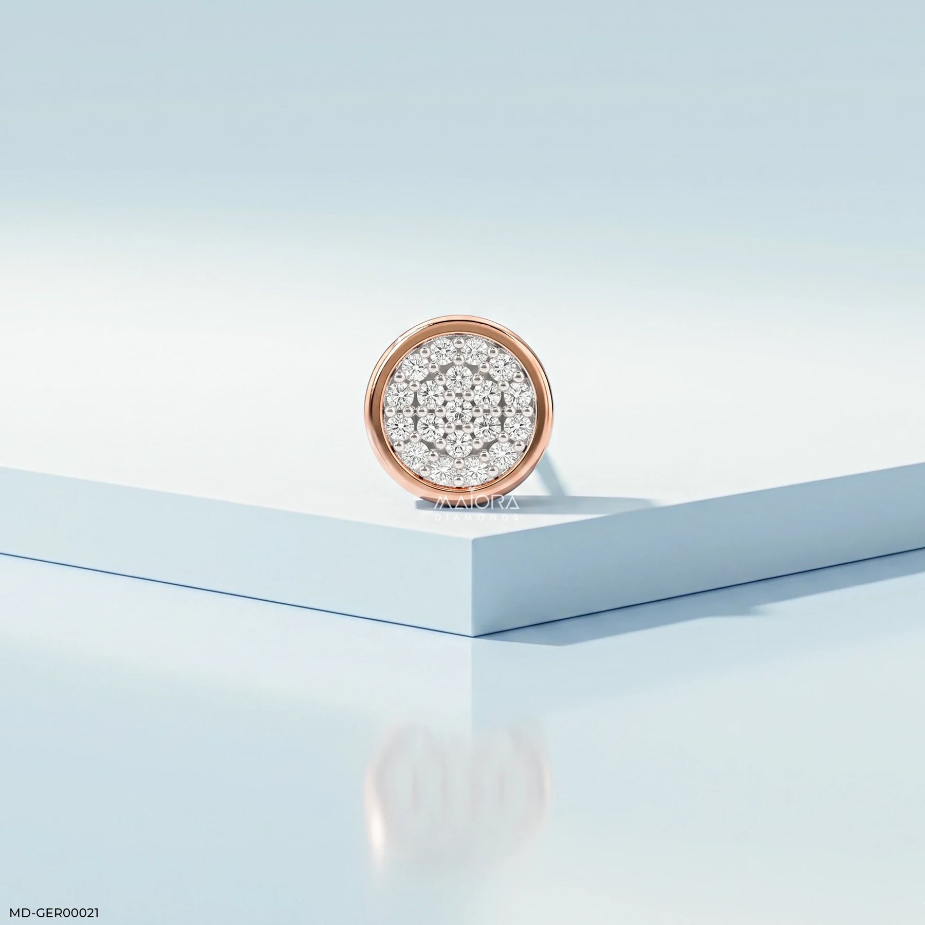 Circle Crystal Diamond Mens Stud Earring Platinum 950